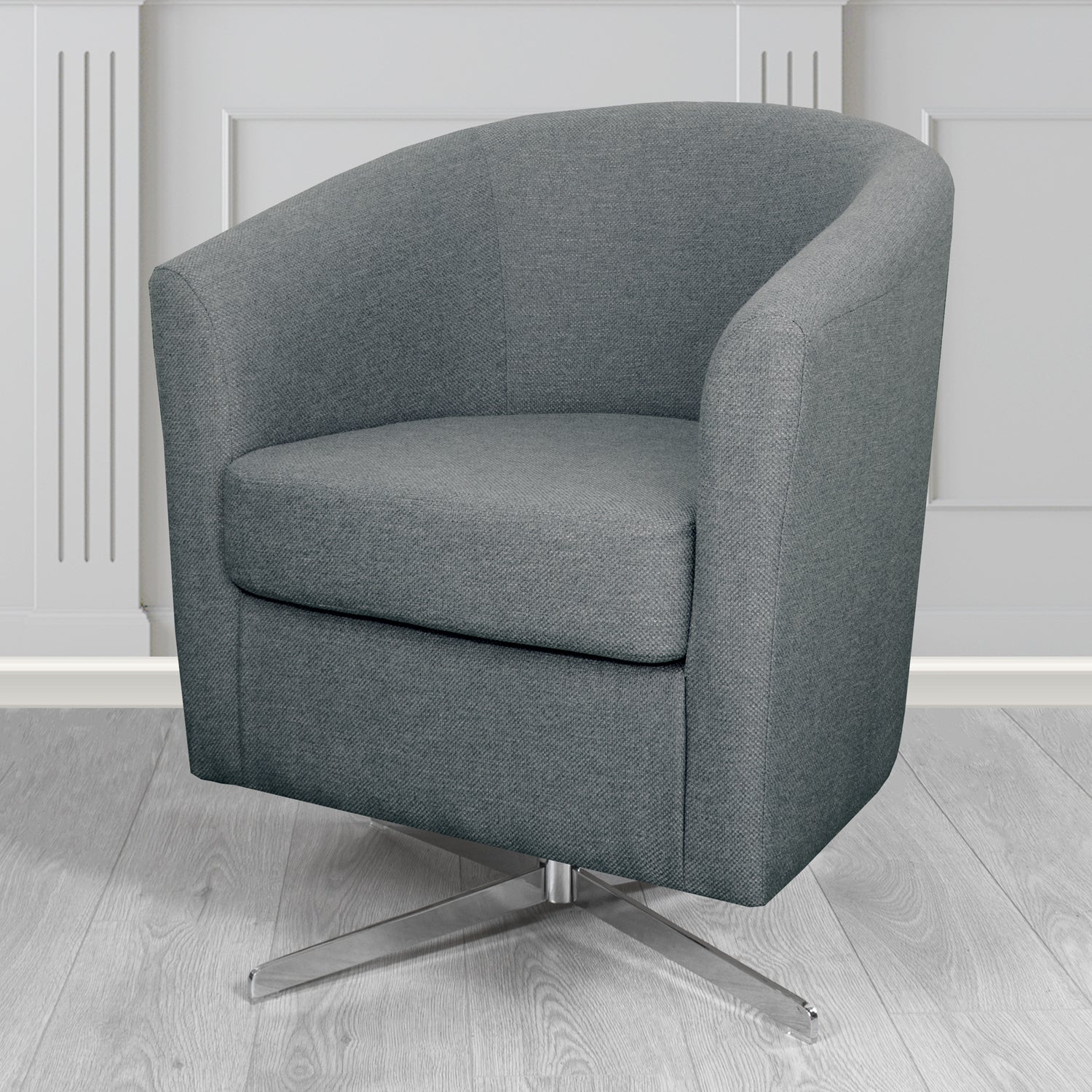 Cannes Swivel Tub Chair in Cristina Marrone Garda Plain Flatweave Fabric