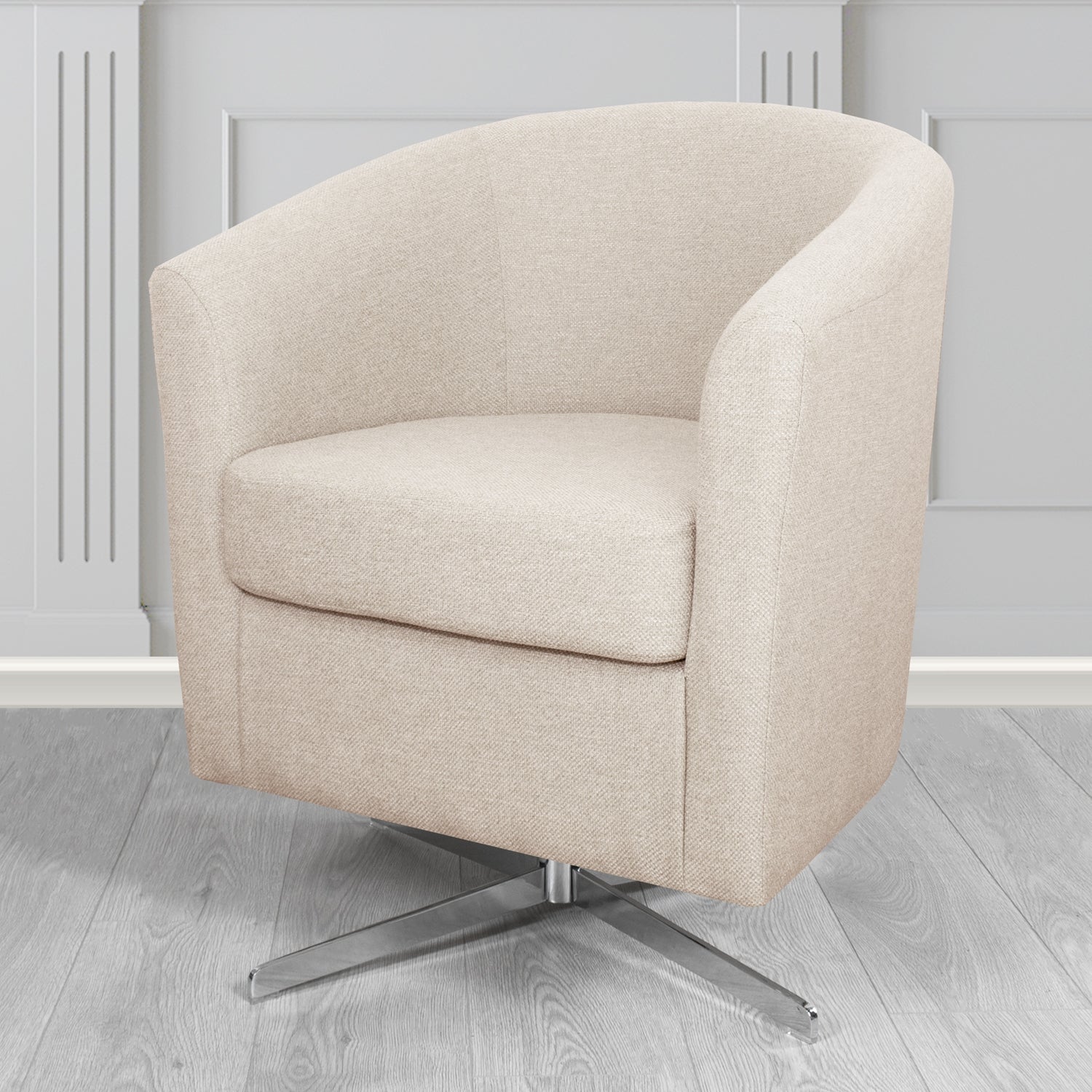 Cannes Swivel Tub Chair in Cristina Marrone Garda Plain Flatweave Fabric