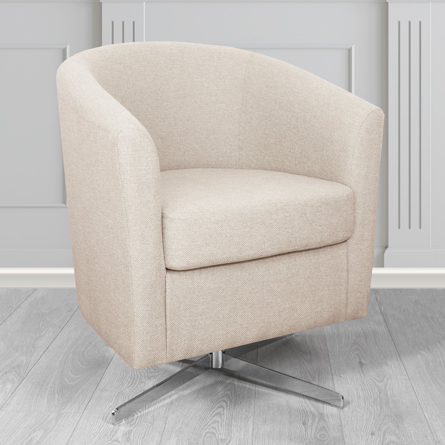 Cannes Swivel Tub Chair in Cristina Marrone Garda Plain Flatweave Fabric