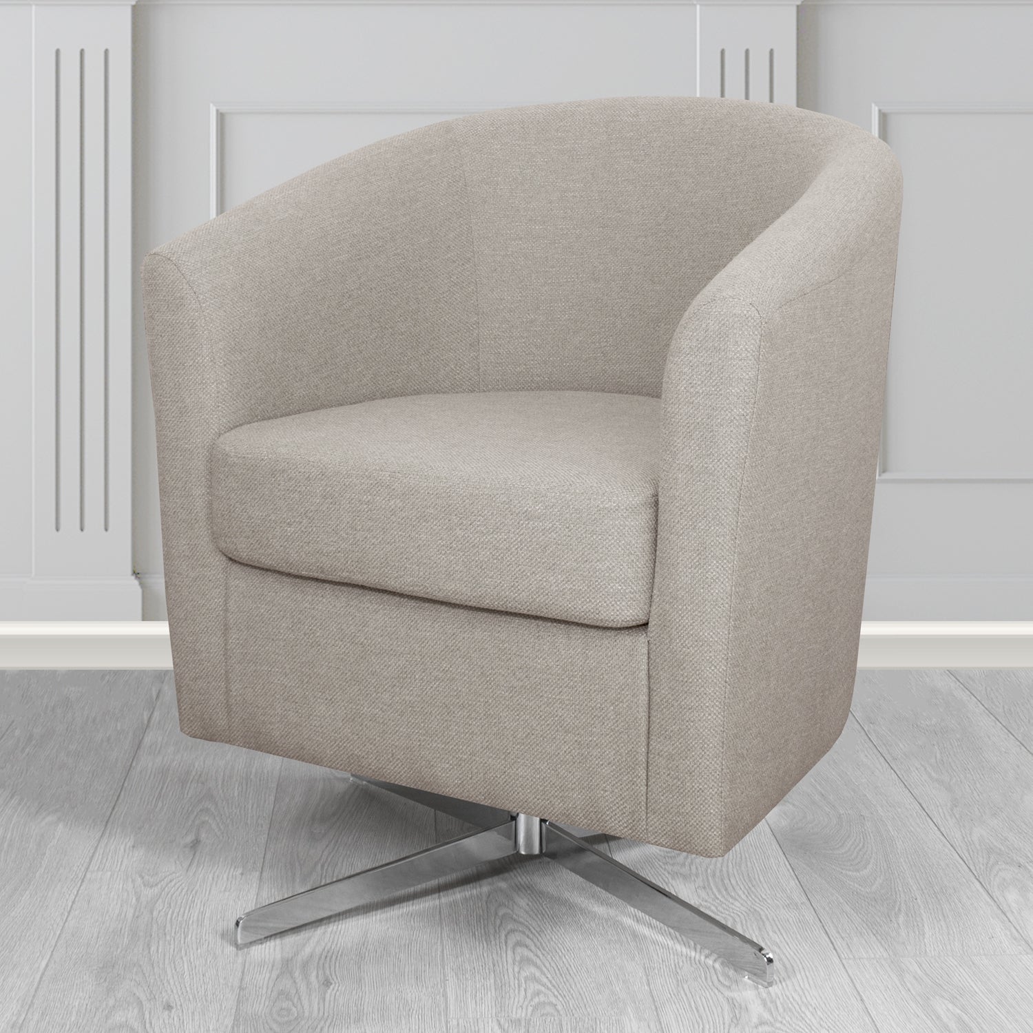 Cannes Swivel Tub Chair in Cristina Marrone Garda Plain Flatweave Fabric
