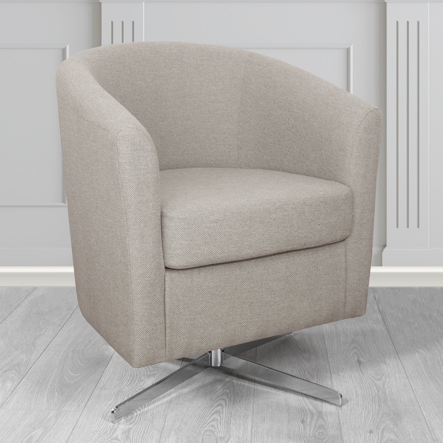 Cannes Swivel Tub Chair in Cristina Marrone Garda Plain Flatweave Fabric