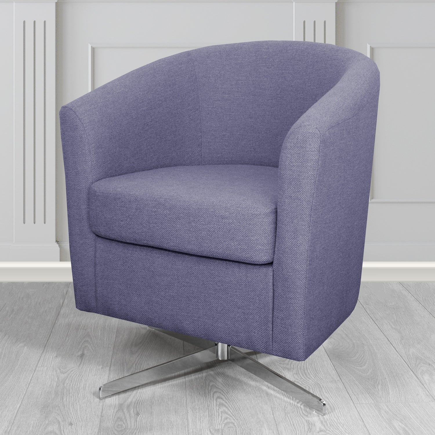 Cannes Swivel Tub Chair in Cristina Marrone Garda Plain Flatweave Fabric