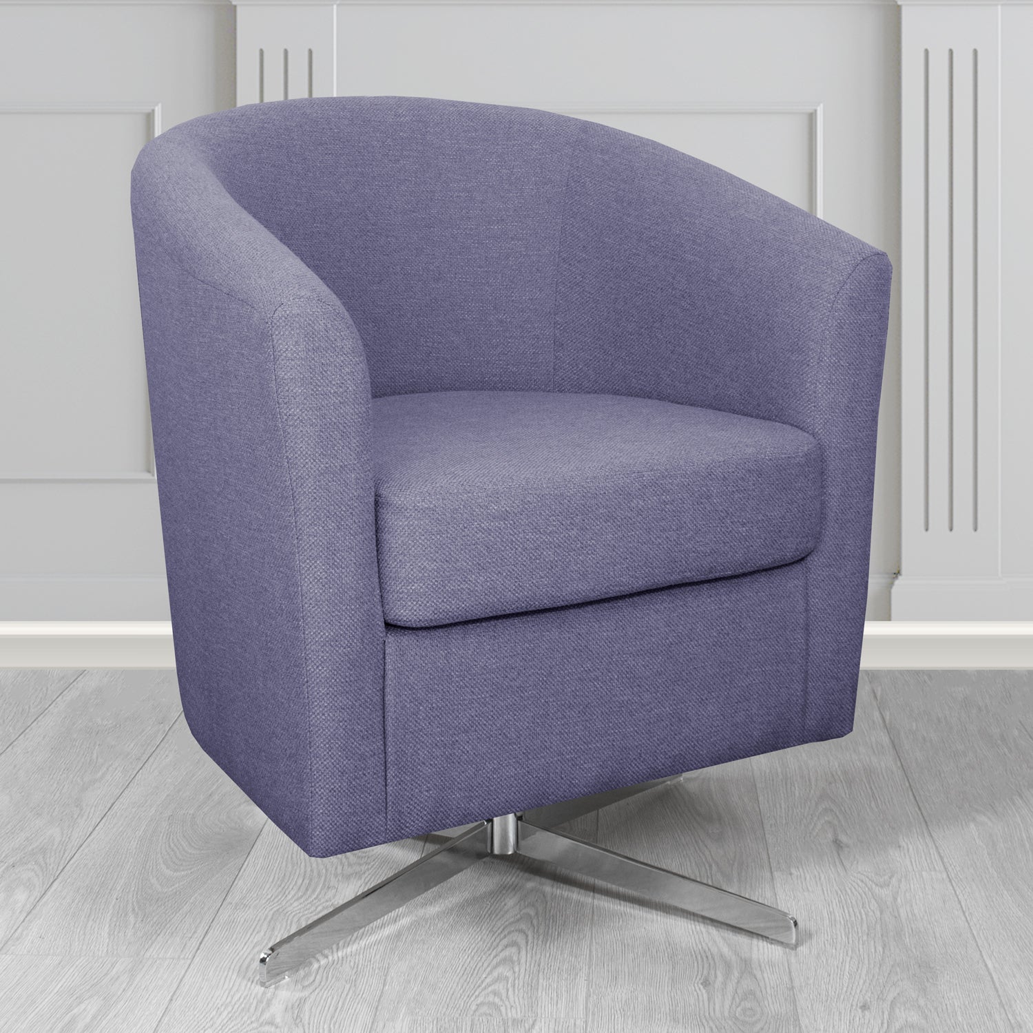 Cannes Swivel Tub Chair in Cristina Marrone Garda Plain Flatweave Fabric