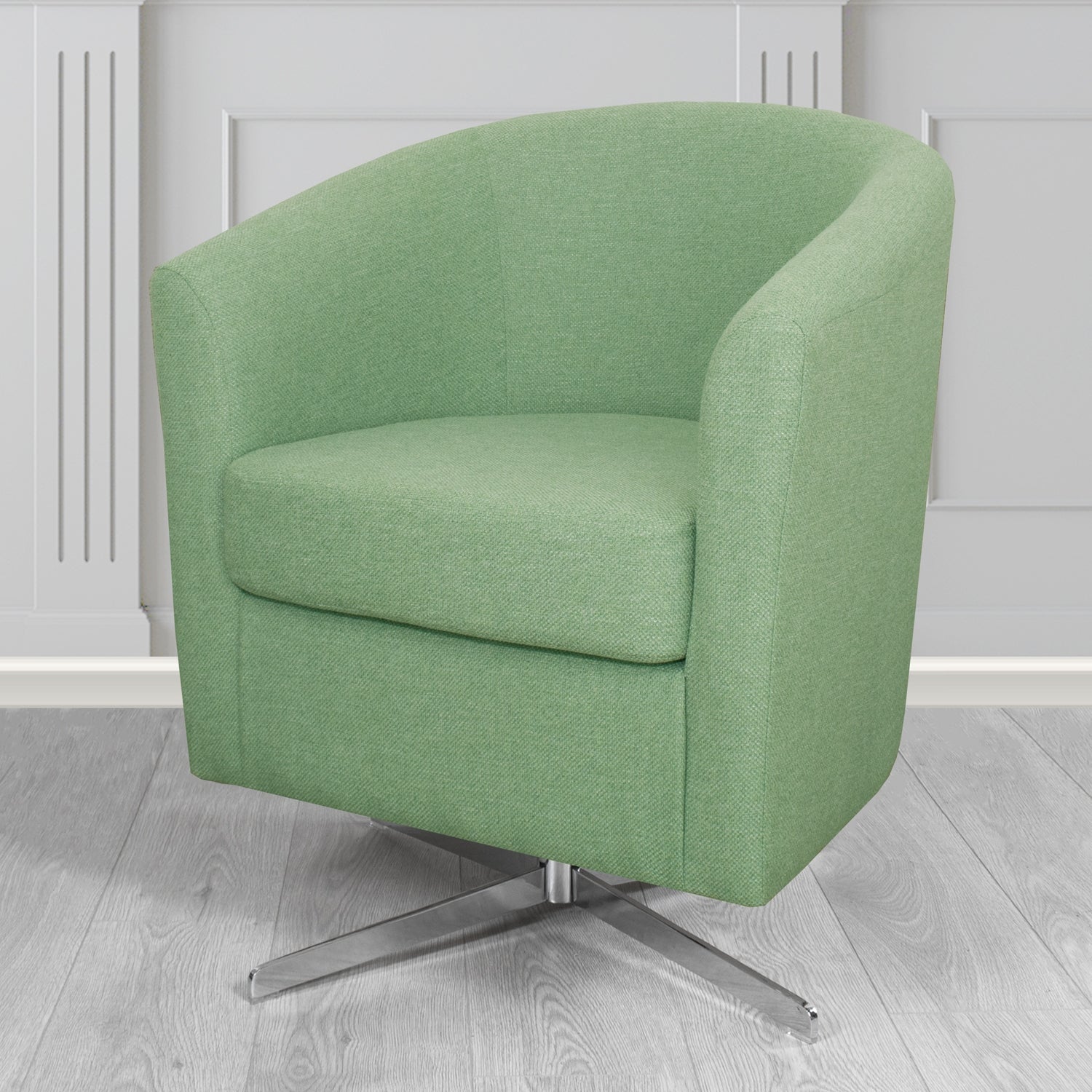 Cannes Swivel Tub Chair in Cristina Marrone Garda Plain Flatweave Fabric