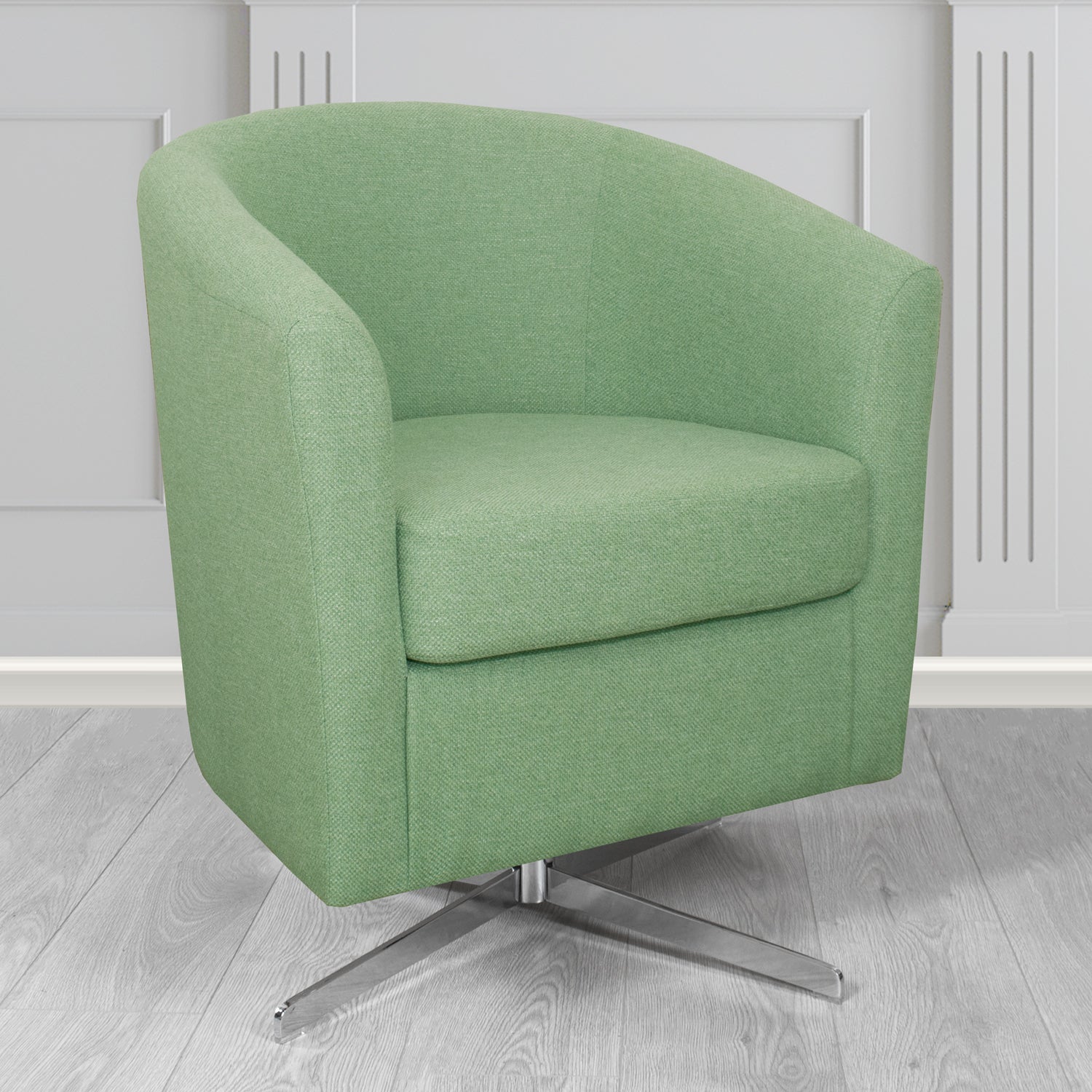 Cannes Swivel Tub Chair in Cristina Marrone Garda Plain Flatweave Fabric