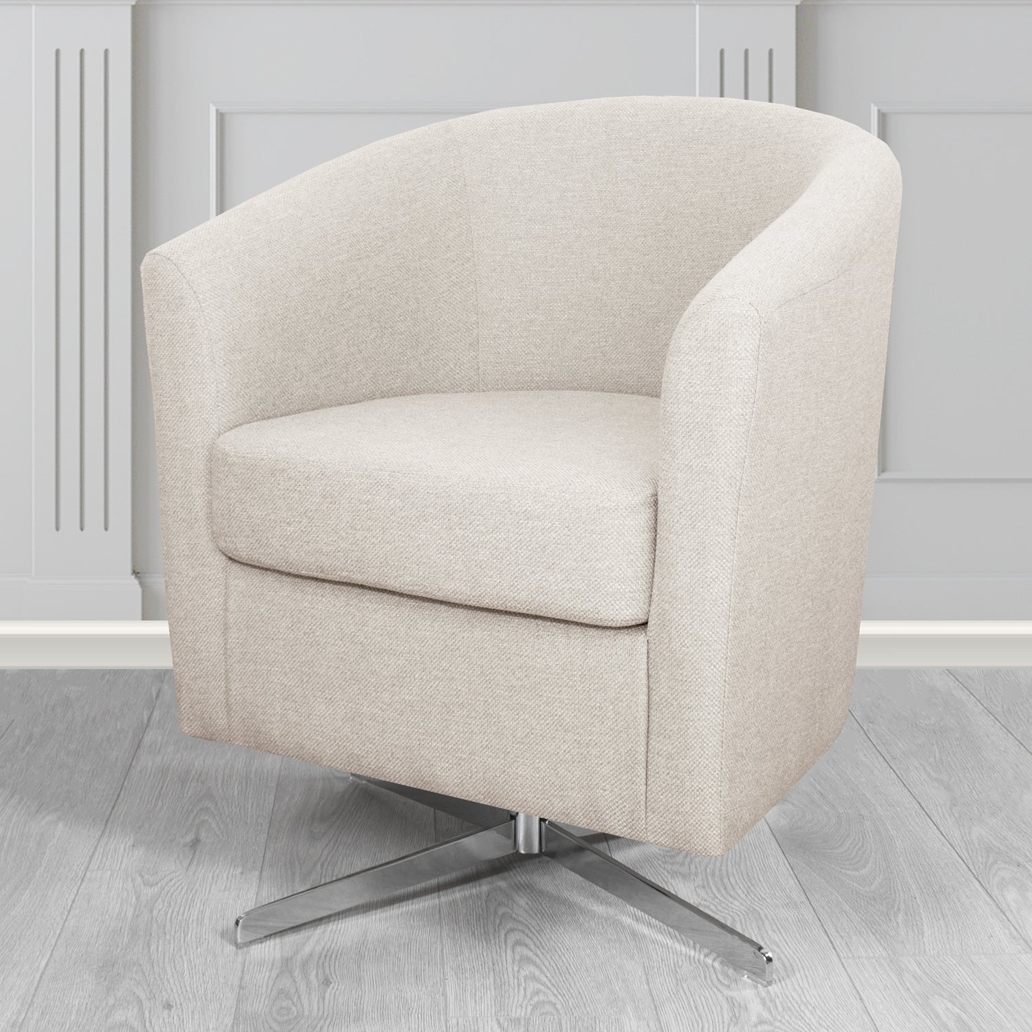 Cannes Swivel Tub Chair in Cristina Marrone Garda Plain Flatweave Fabric