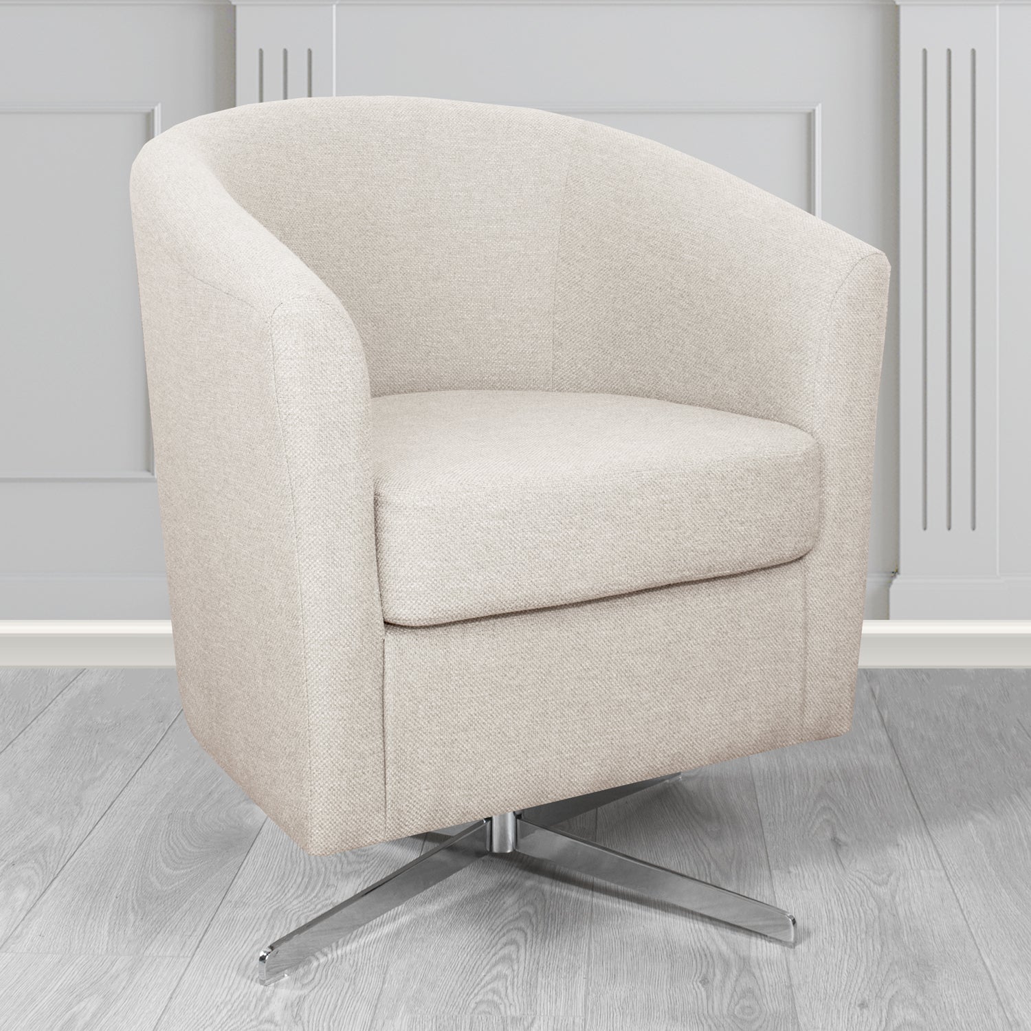 Cannes Swivel Tub Chair in Cristina Marrone Garda Plain Flatweave Fabric