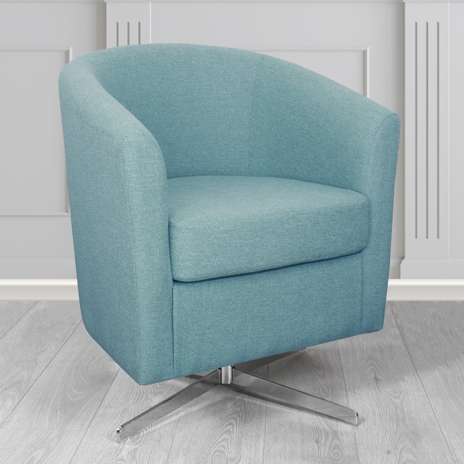 Cannes Swivel Tub Chair in Garda Plain Flatweave Fabric