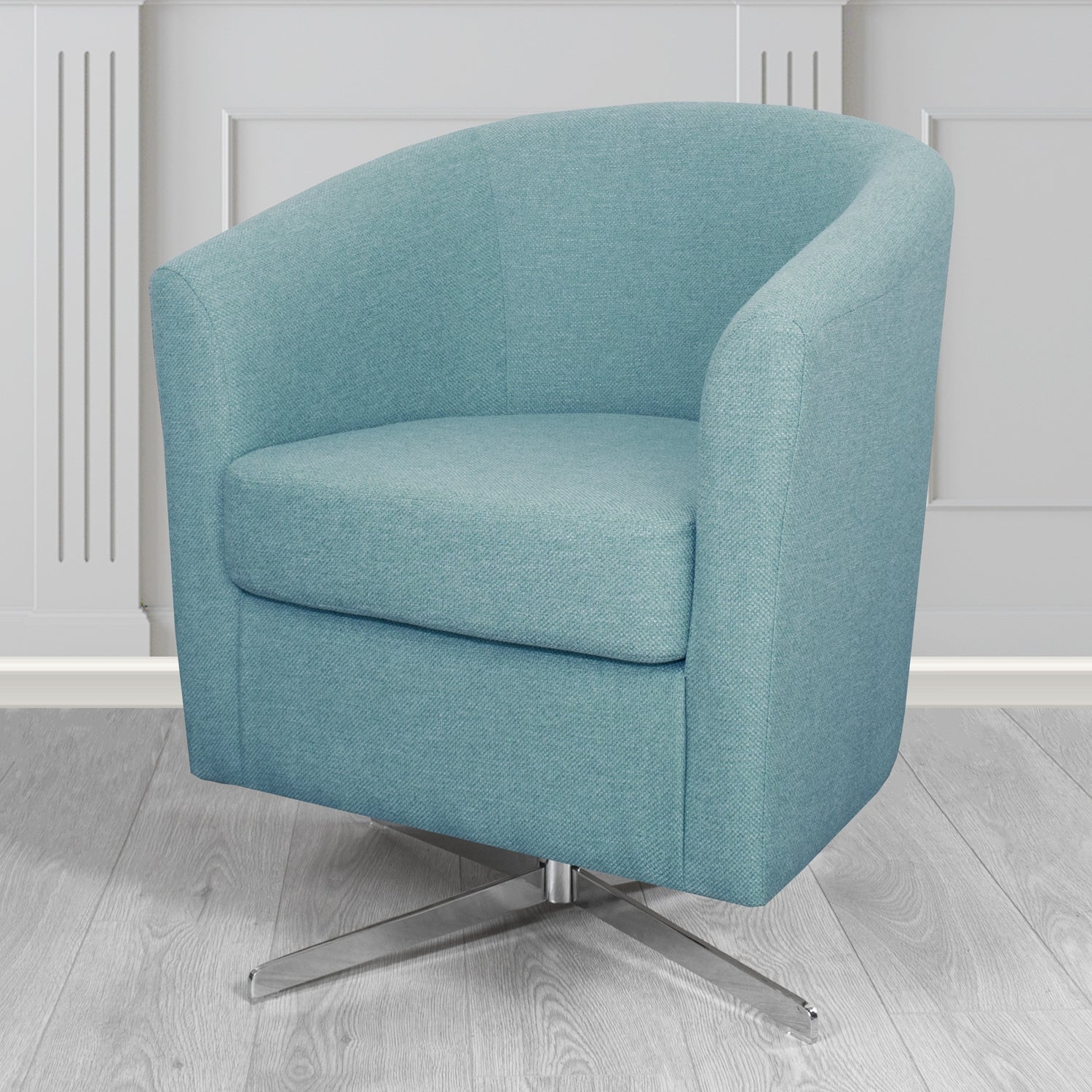 Cannes Swivel Tub Chair in Garda Plain Flatweave Fabric