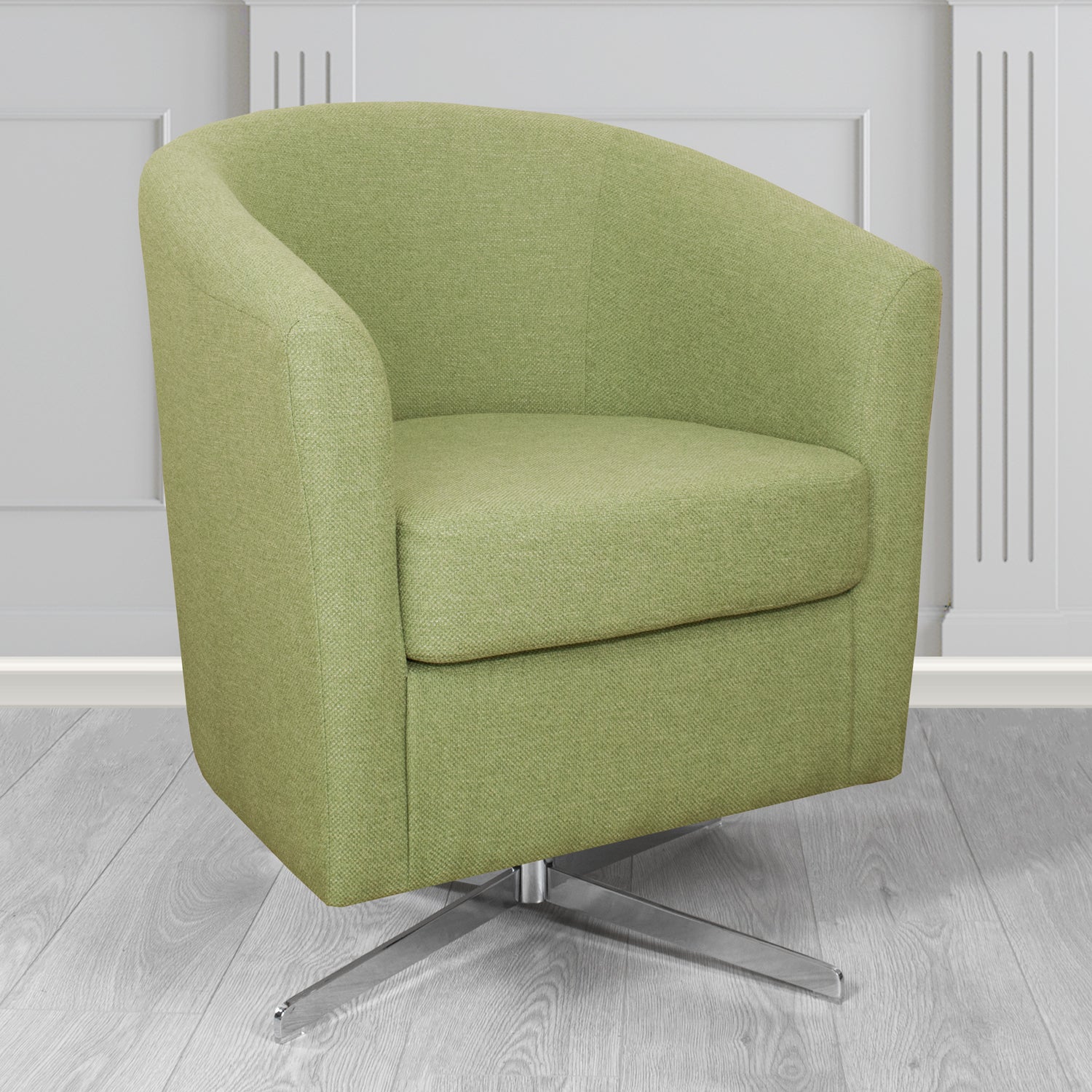Cannes Swivel Tub Chair in Garda Plain Flatweave Fabric