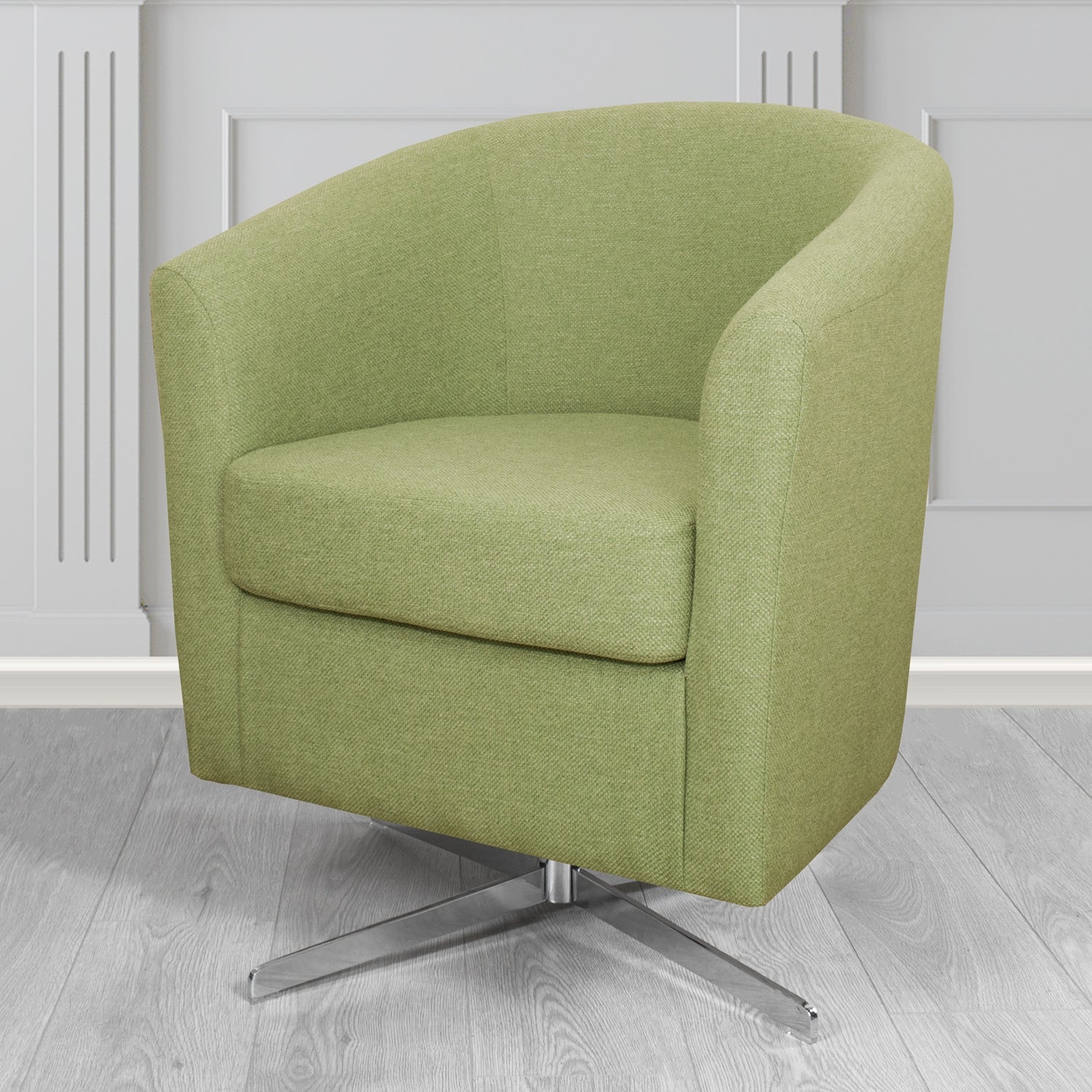 Cannes Swivel Tub Chair in Garda Plain Flatweave Fabric