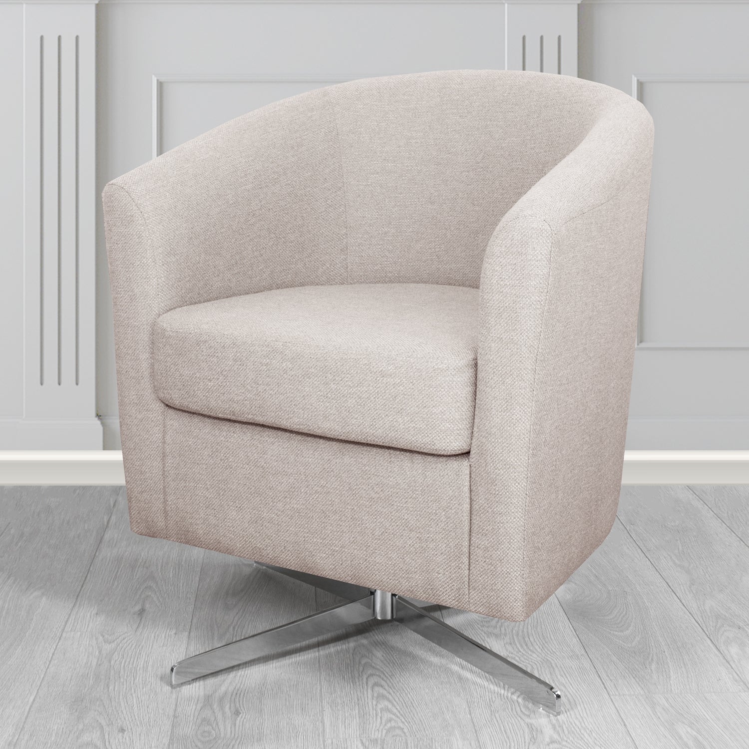 Cannes Swivel Tub Chair in Garda Plain Flatweave Fabric