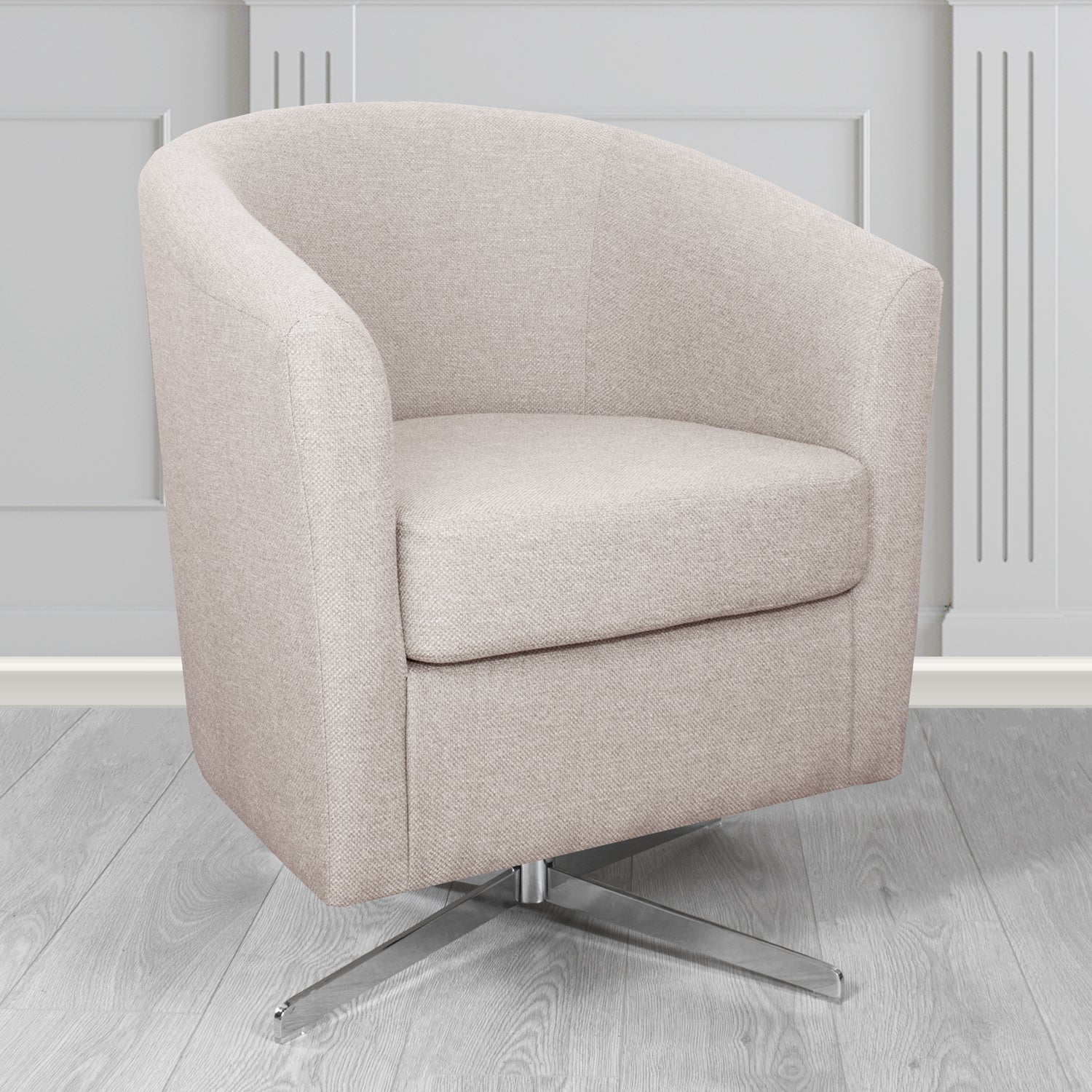 Cannes Swivel Tub Chair in Garda Plain Flatweave Fabric