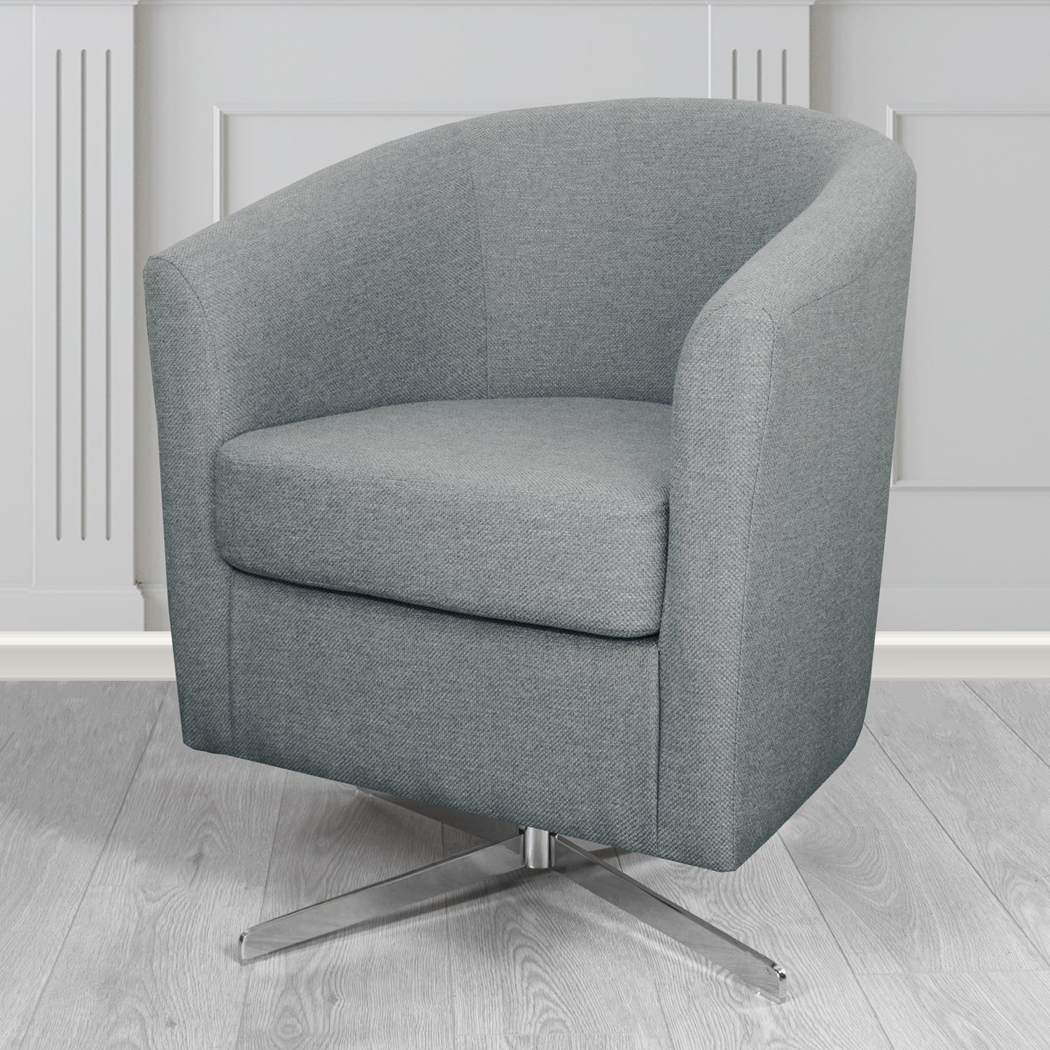 Cannes Swivel Tub Chair in Garda Plain Flatweave Fabric