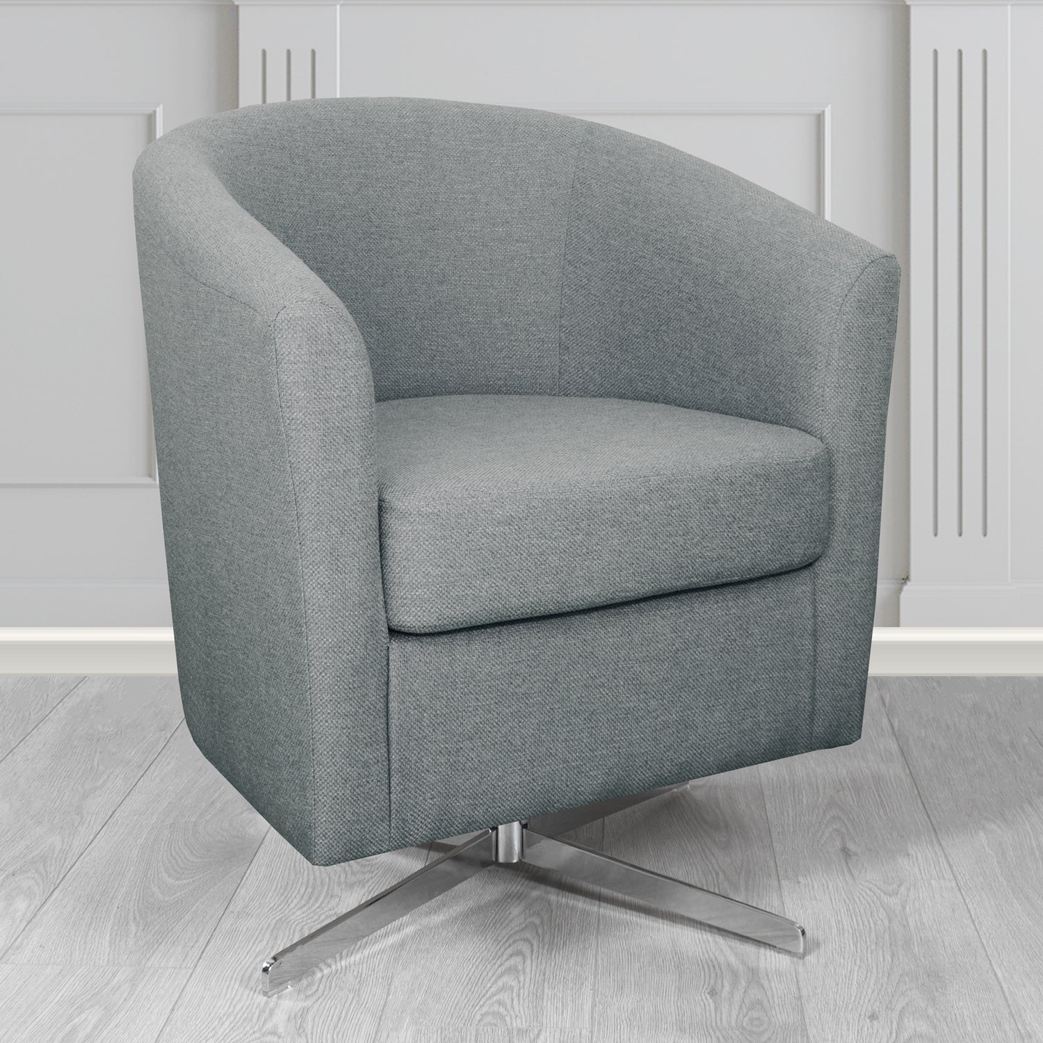 Cannes Swivel Tub Chair in Garda Plain Flatweave Fabric
