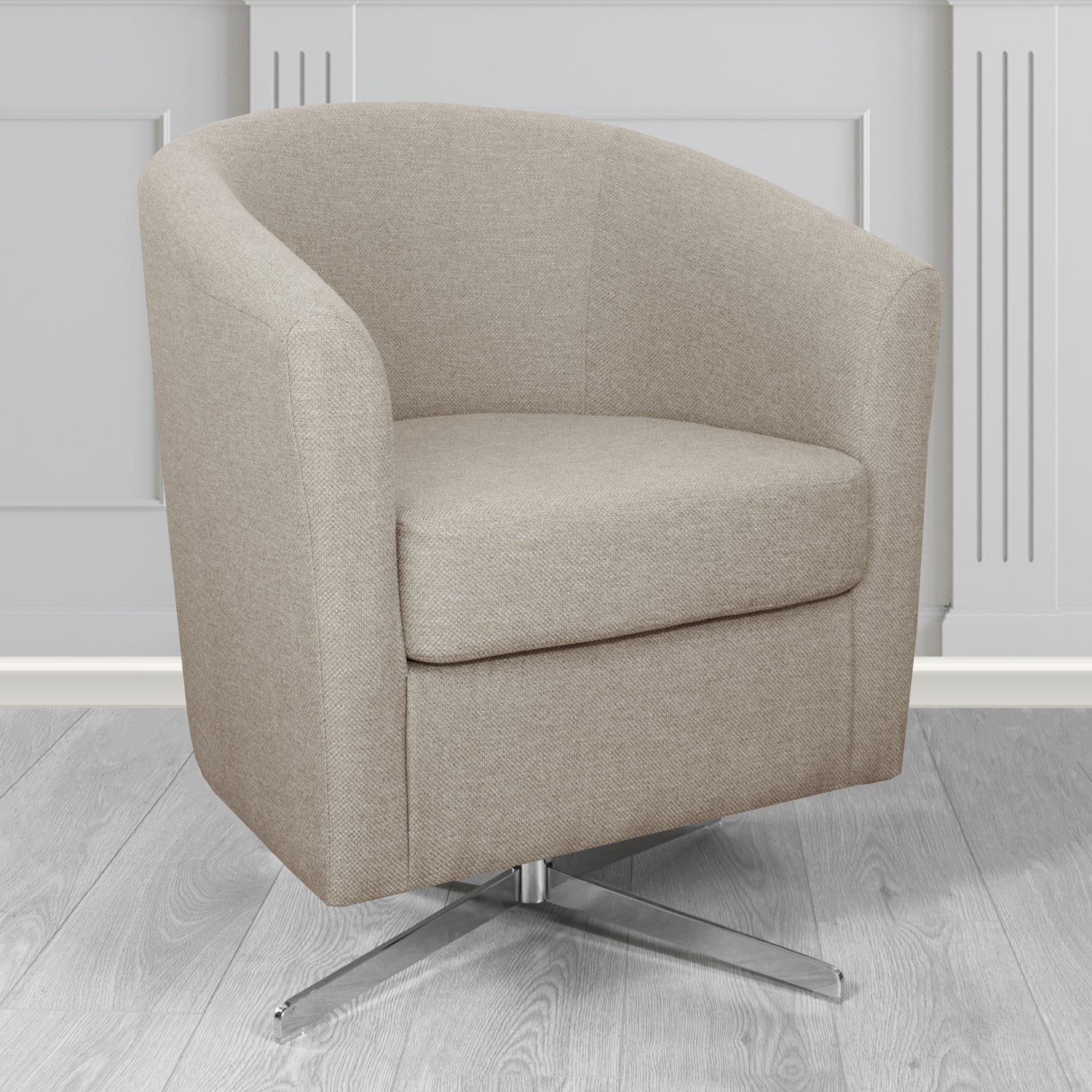 Cannes Swivel Tub Chair in Garda Plain Flatweave Fabric