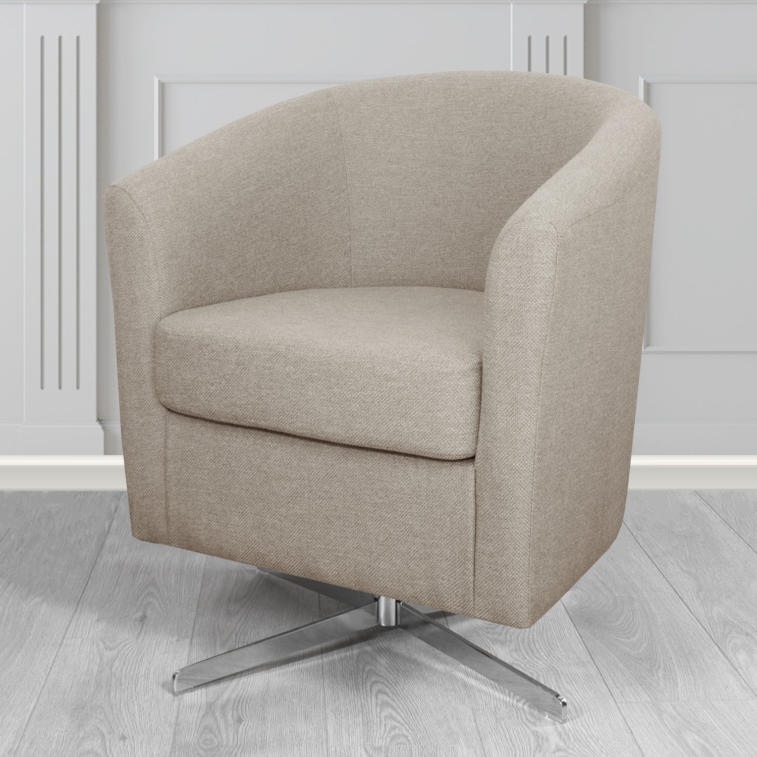 Cannes Swivel Tub Chair in Garda Plain Flatweave Fabric