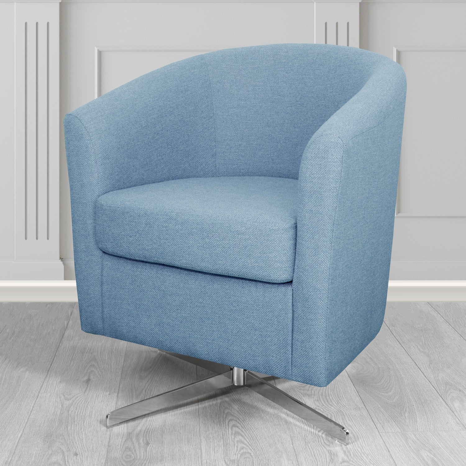 Cannes Swivel Tub Chair in Garda Plain Flatweave Fabric