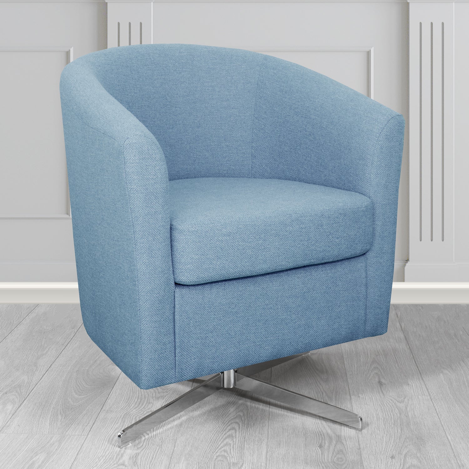 Cannes Swivel Tub Chair in Garda Plain Flatweave Fabric
