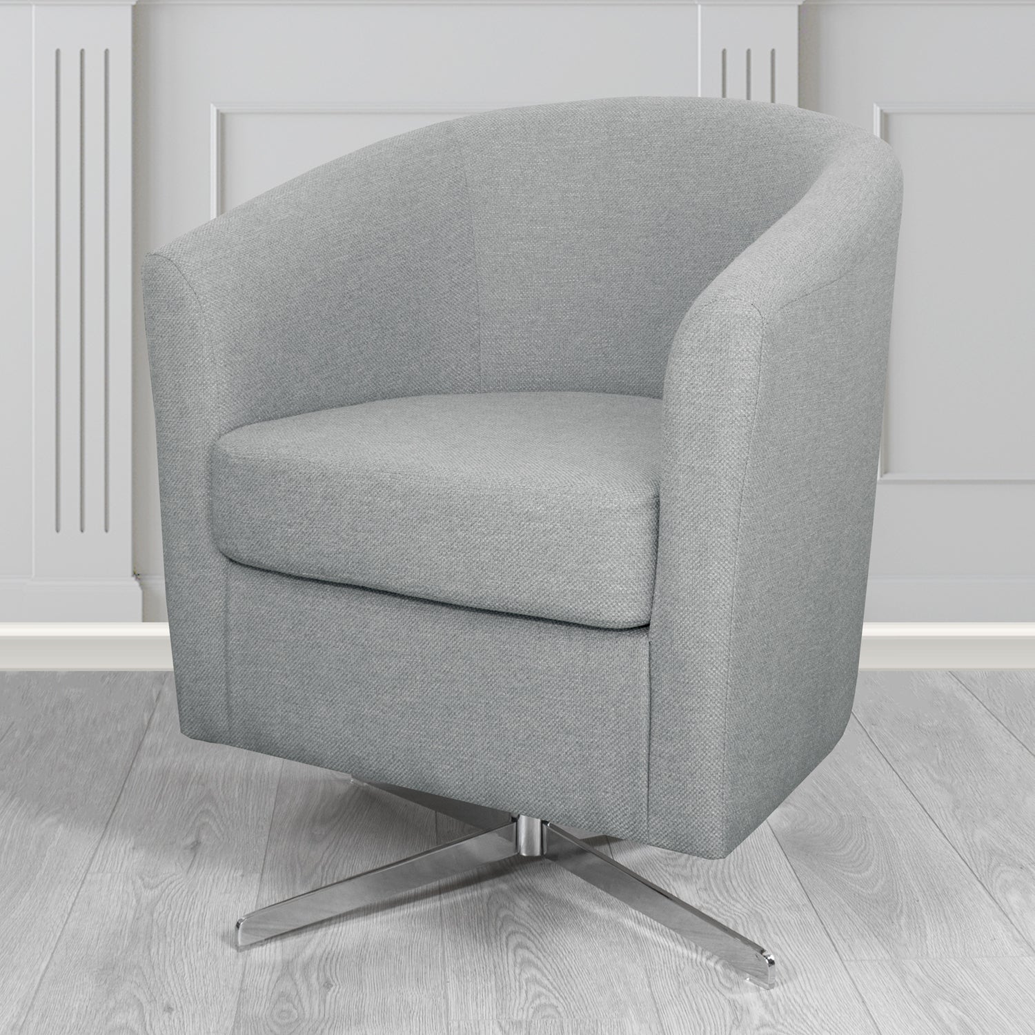 Cannes Swivel Tub Chair in Garda Plain Flatweave Fabric