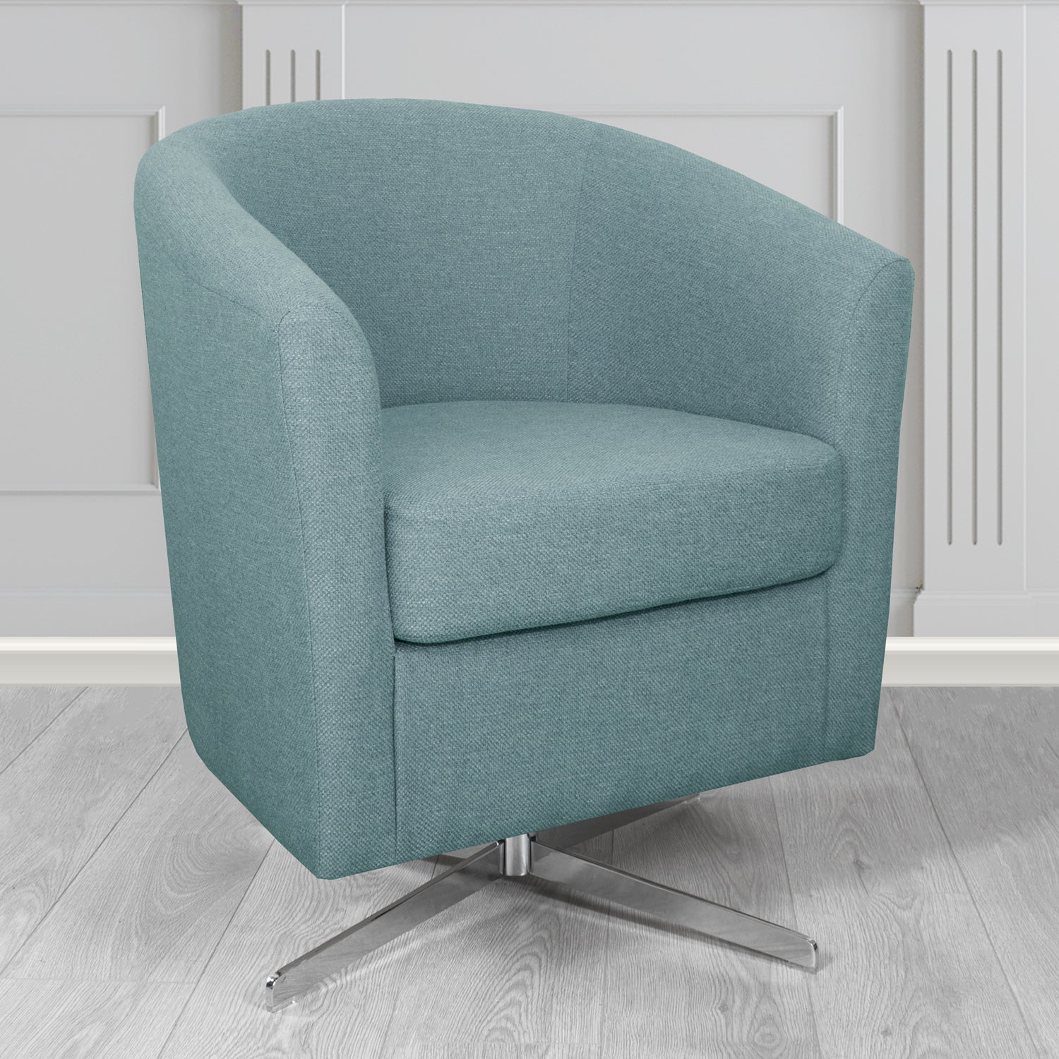 Cannes Swivel Tub Chair in Garda Plain Flatweave Fabric