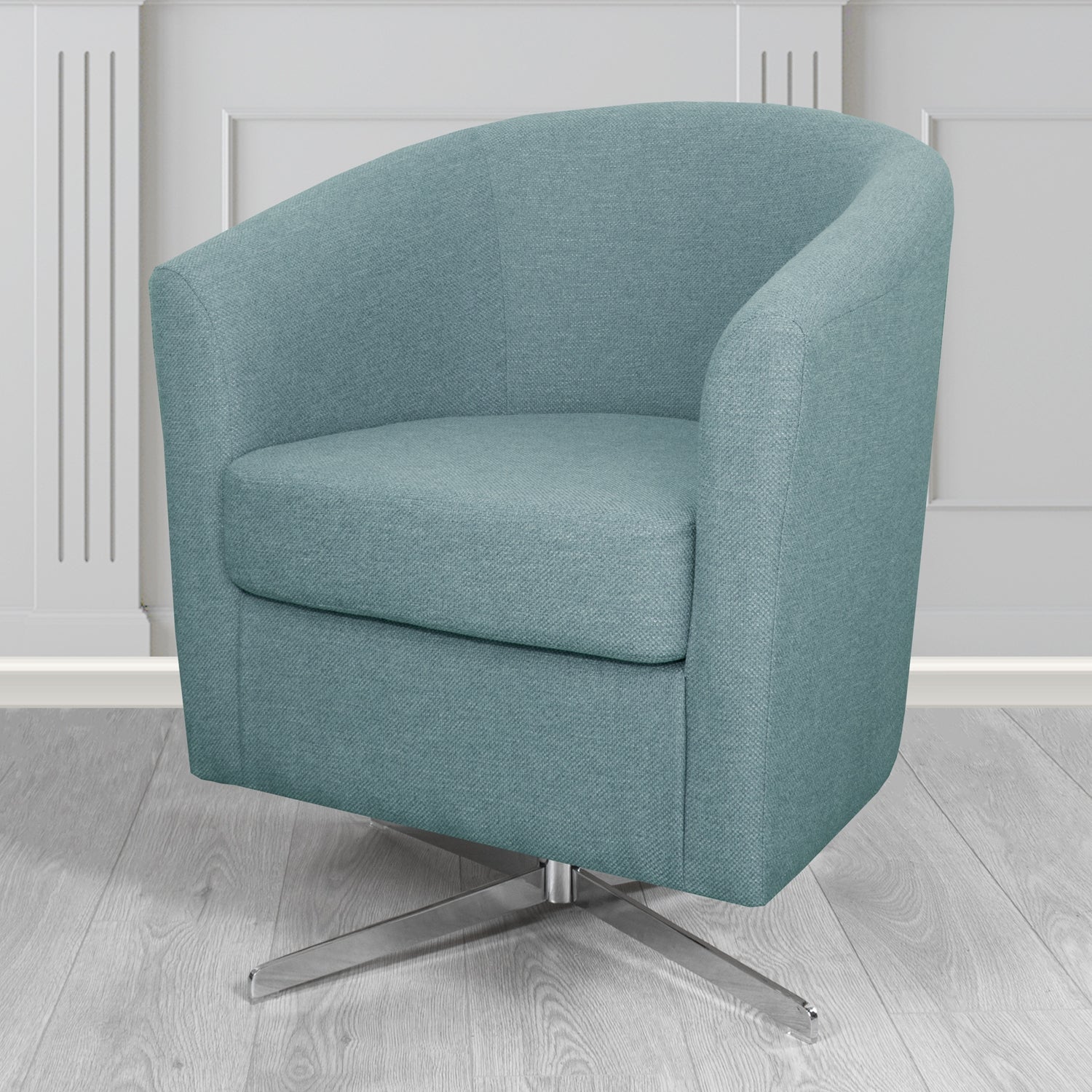 Cannes Swivel Tub Chair in Garda Plain Flatweave Fabric