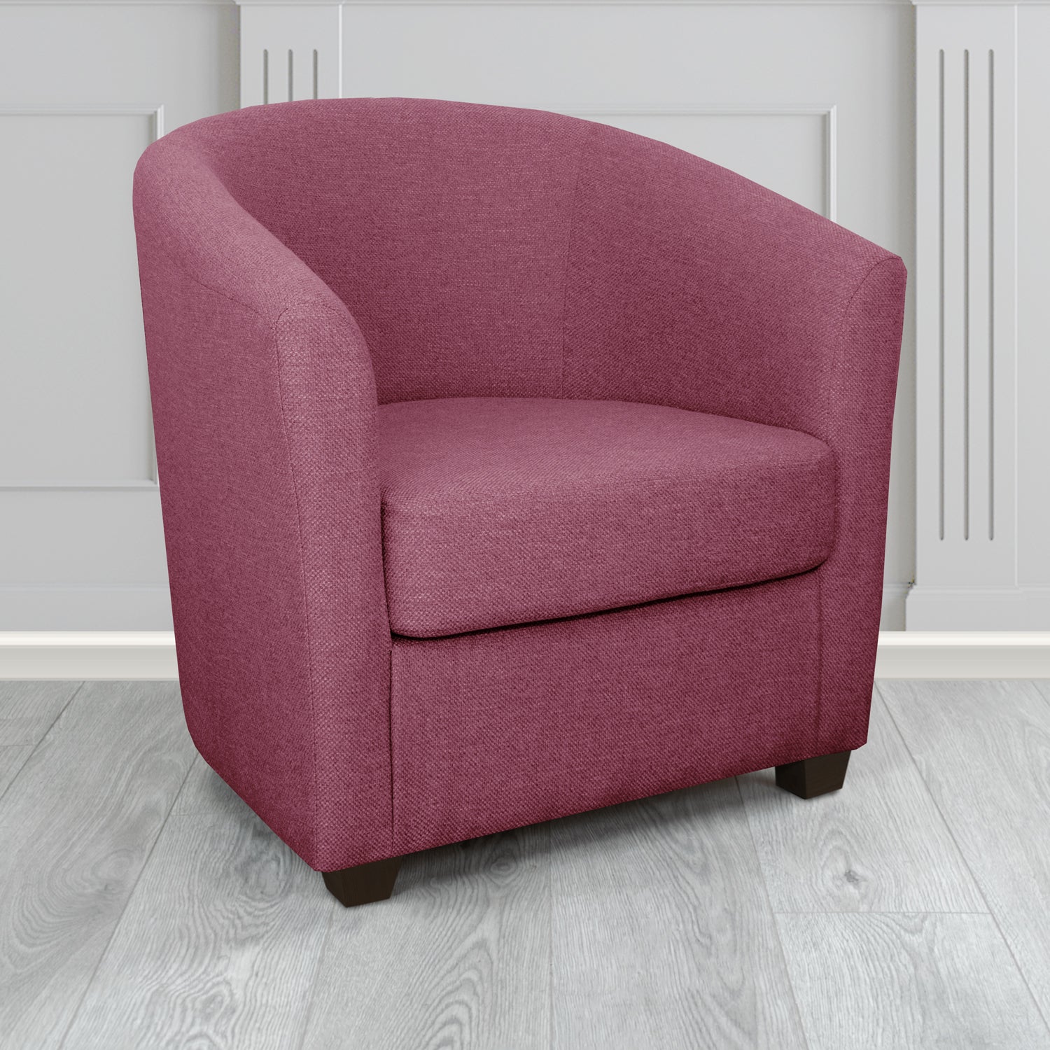 Cannes Tub Chair in Cristina Marrone Garda Plain Flatweave Fabric