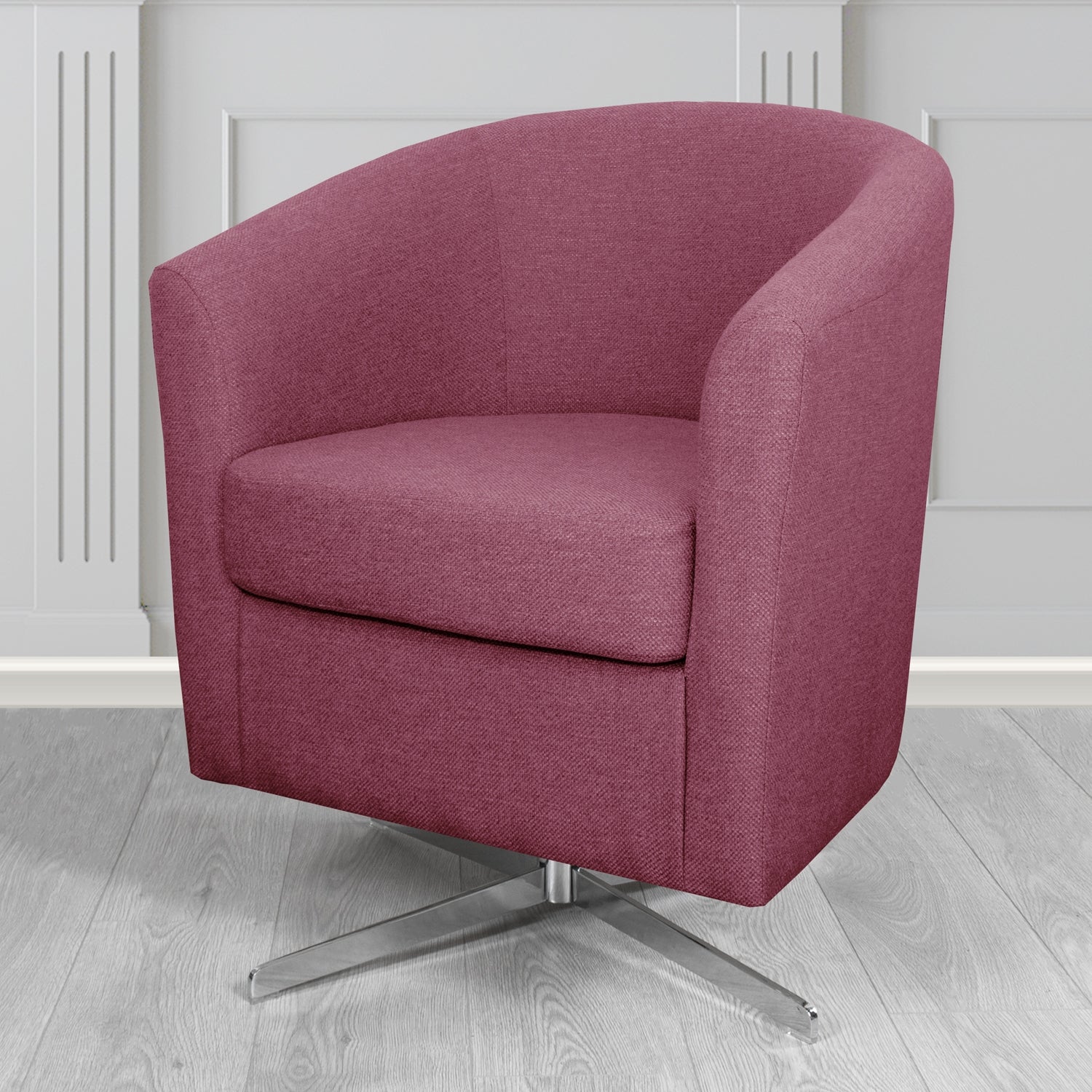 Cannes Swivel Tub Chair in Garda Plain Flatweave Fabric