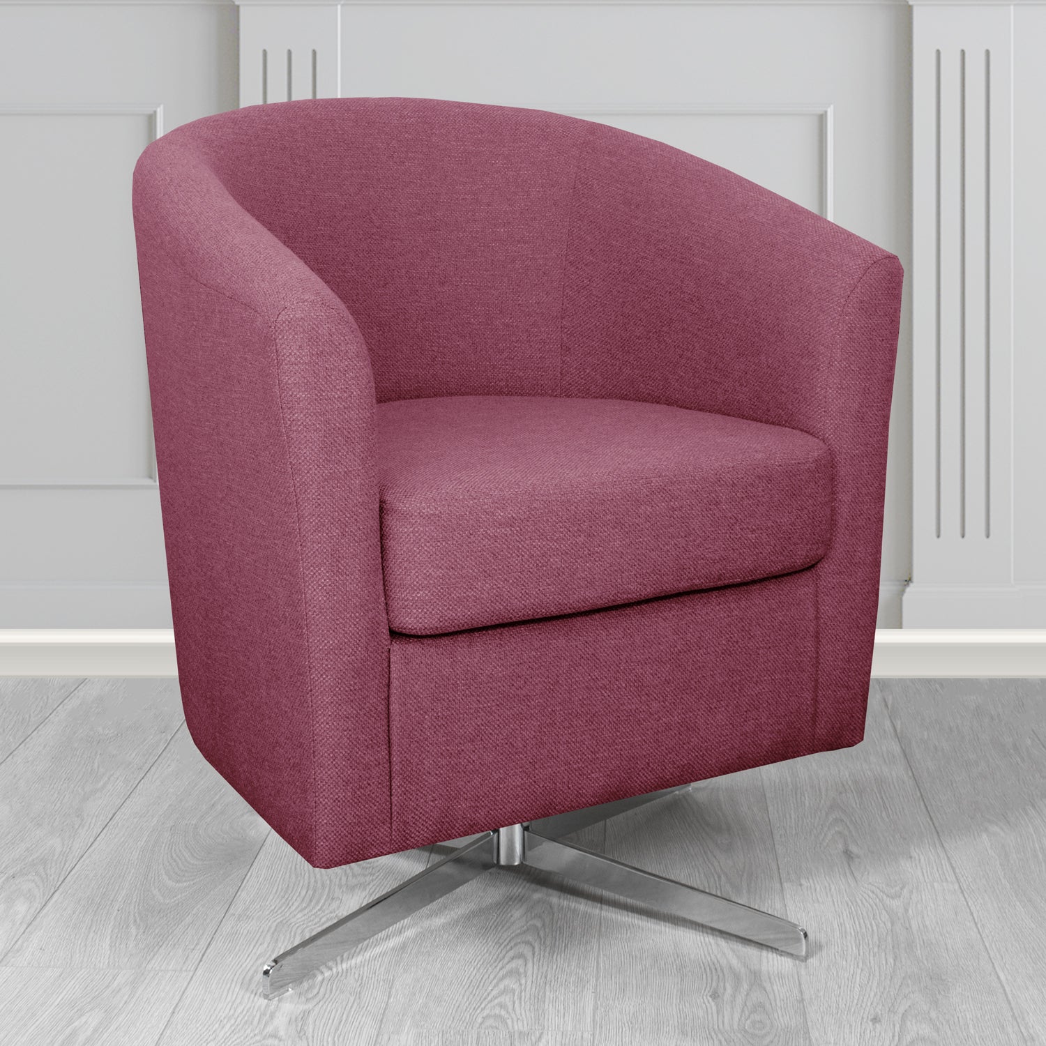 Cannes Swivel Tub Chair in Garda Plain Flatweave Fabric