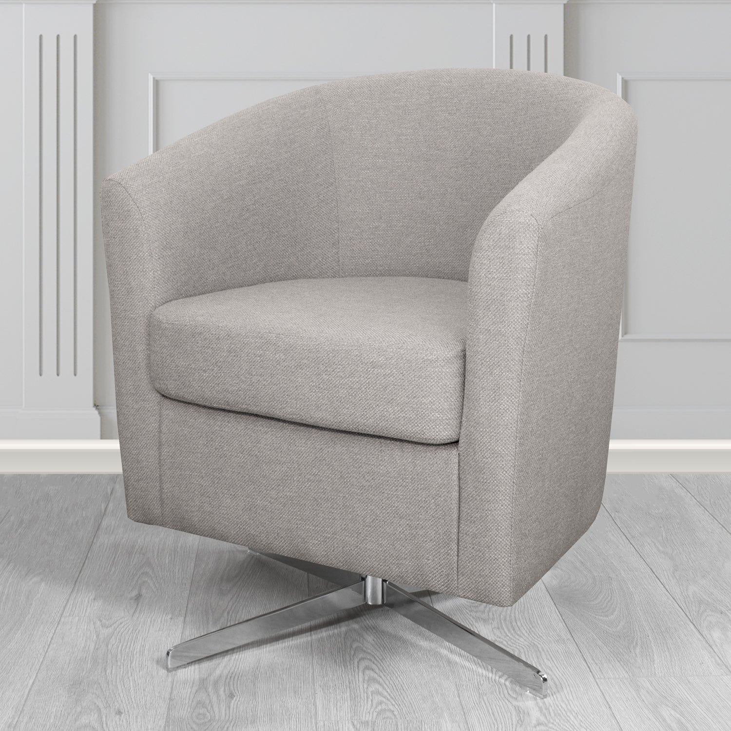 Cannes Swivel Tub Chair in Garda Plain Flatweave Fabric