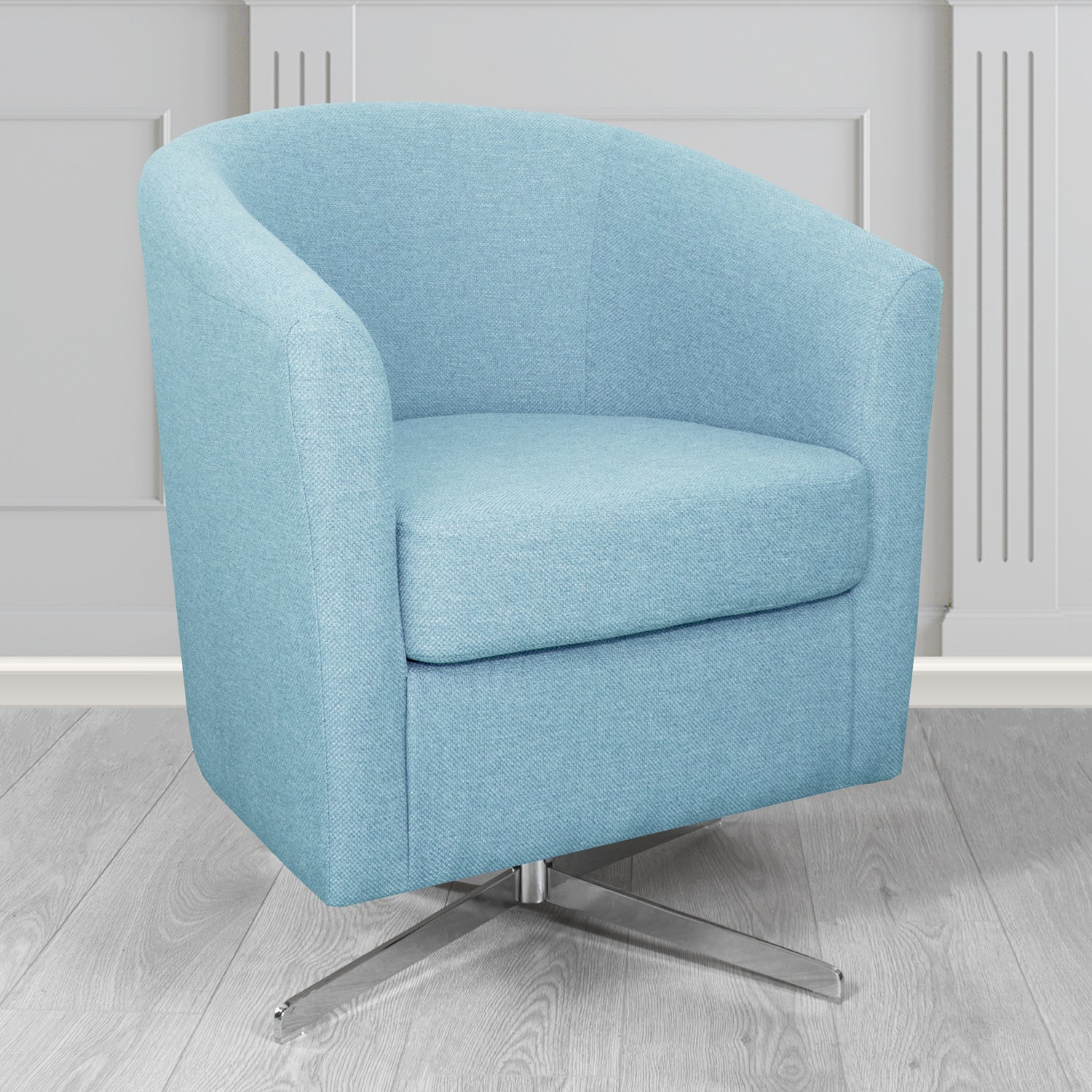 Cannes Swivel Tub Chair in Garda Plain Flatweave Fabric