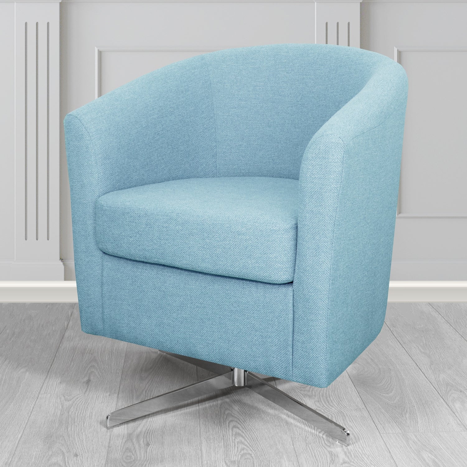 Cannes Swivel Tub Chair in Garda Plain Flatweave Fabric