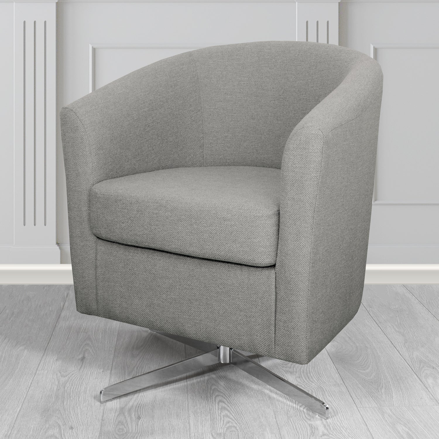 Cannes Swivel Tub Chair in Garda Plain Flatweave Fabric