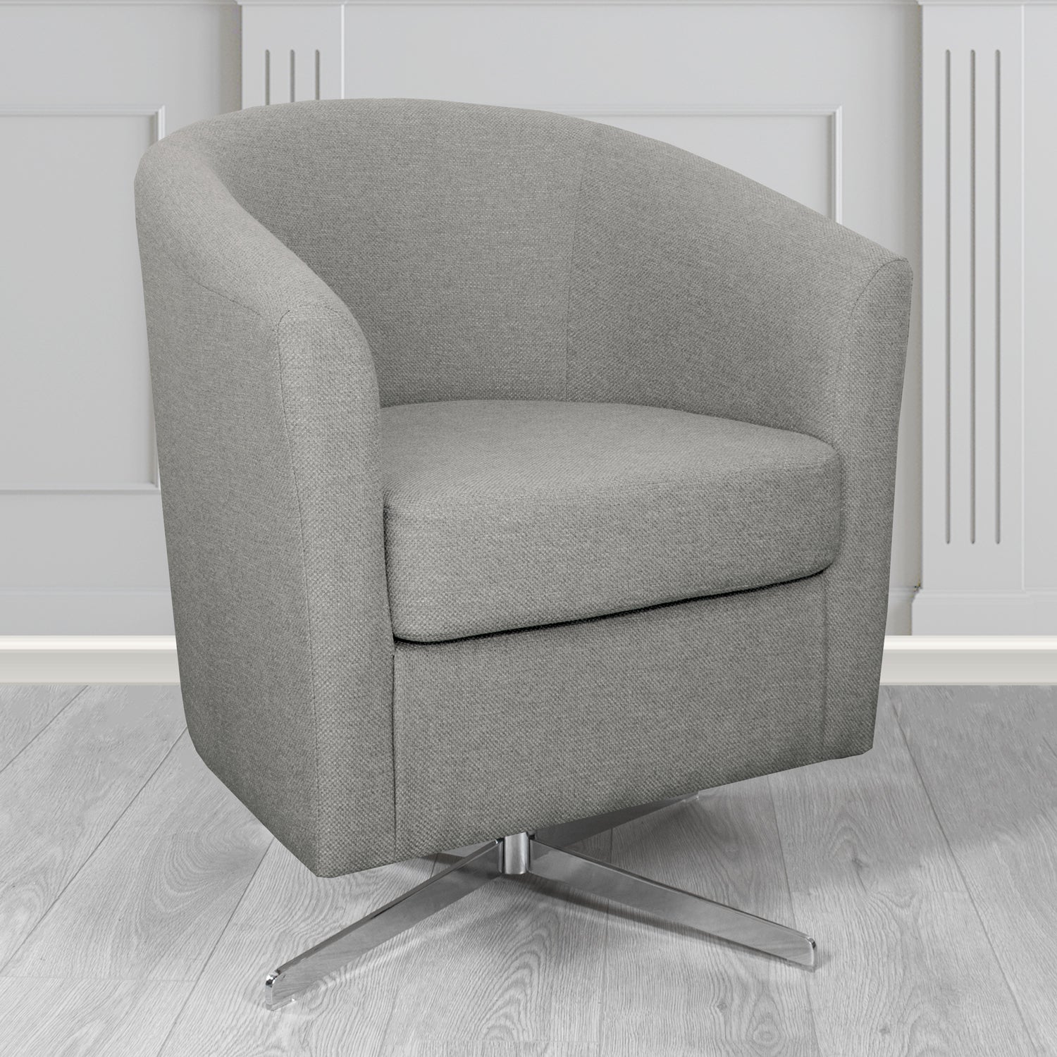 Cannes Swivel Tub Chair in Garda Plain Flatweave Fabric