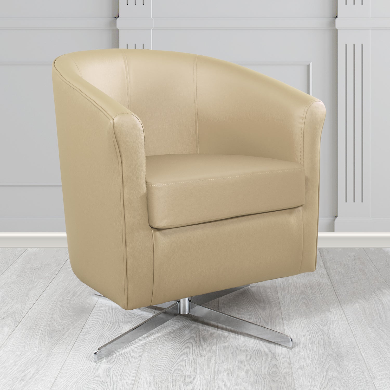 Cannes Swivel Tub Chair in Chieftain Fabrics Just Colour Crib 5 Faux Leather