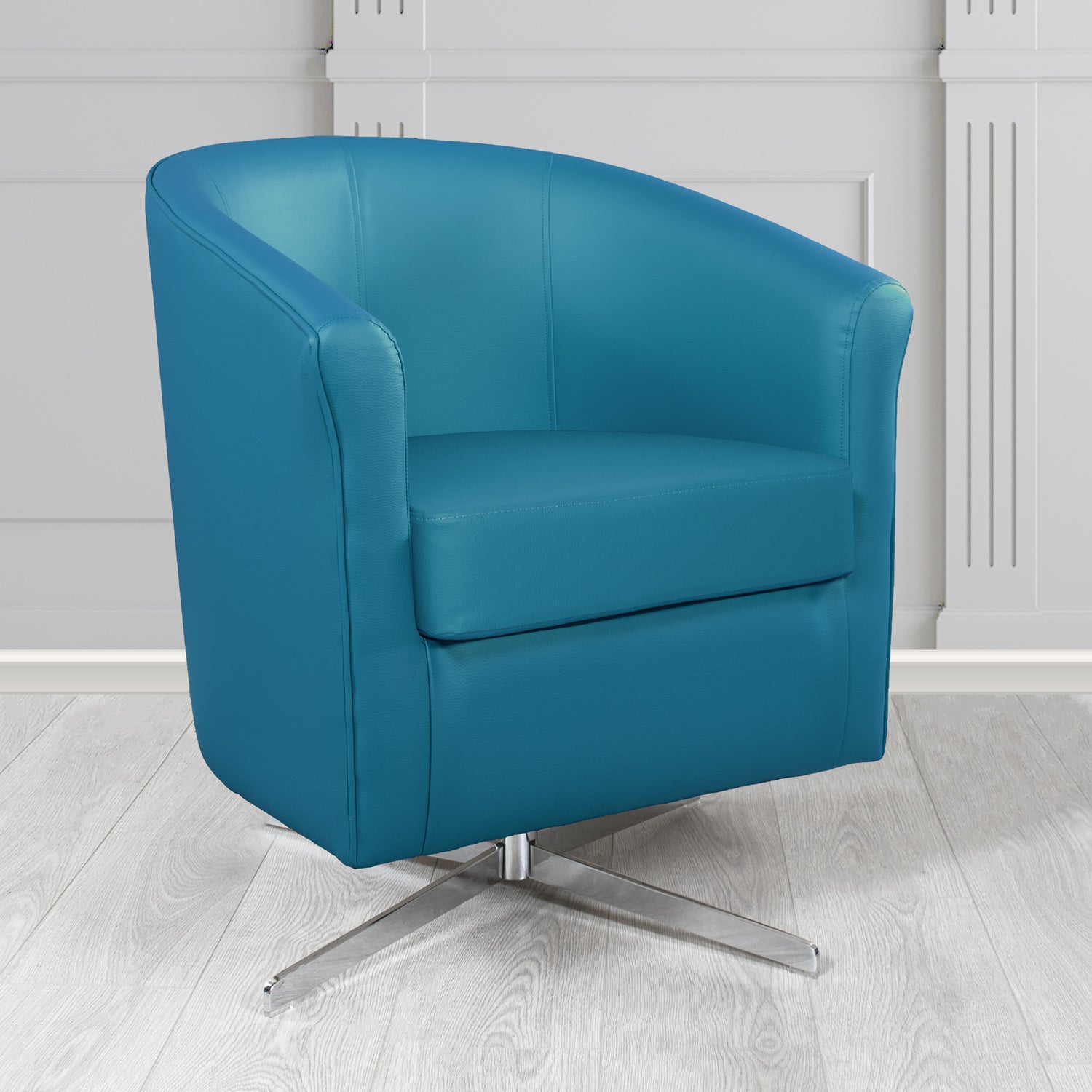 Cannes Swivel Tub Chair in Chieftain Fabrics Just Colour Crib 5 Faux Leather