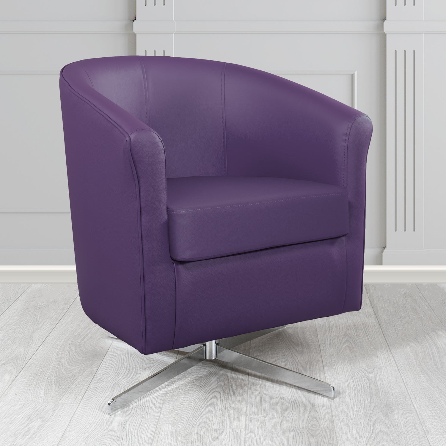 Cannes Swivel Tub Chair in Chieftain Fabrics Just Colour Crib 5 Faux Leather