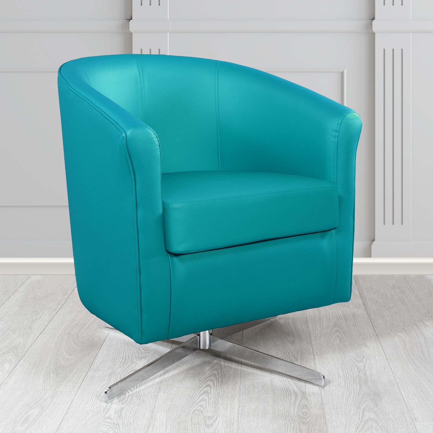 Cannes Swivel Tub Chair in Chieftain Fabrics Just Colour Crib 5 Faux Leather