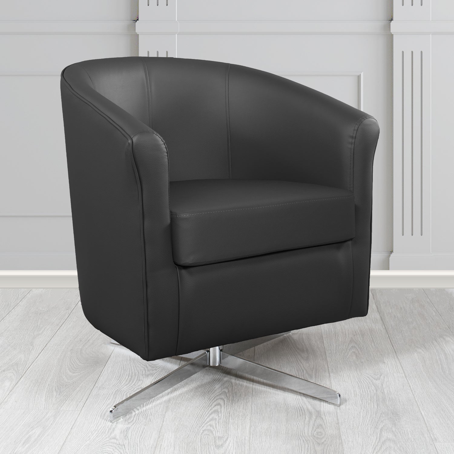 Cannes Swivel Tub Chair in Chieftain Fabrics Just Colour Crib 5 Faux Leather