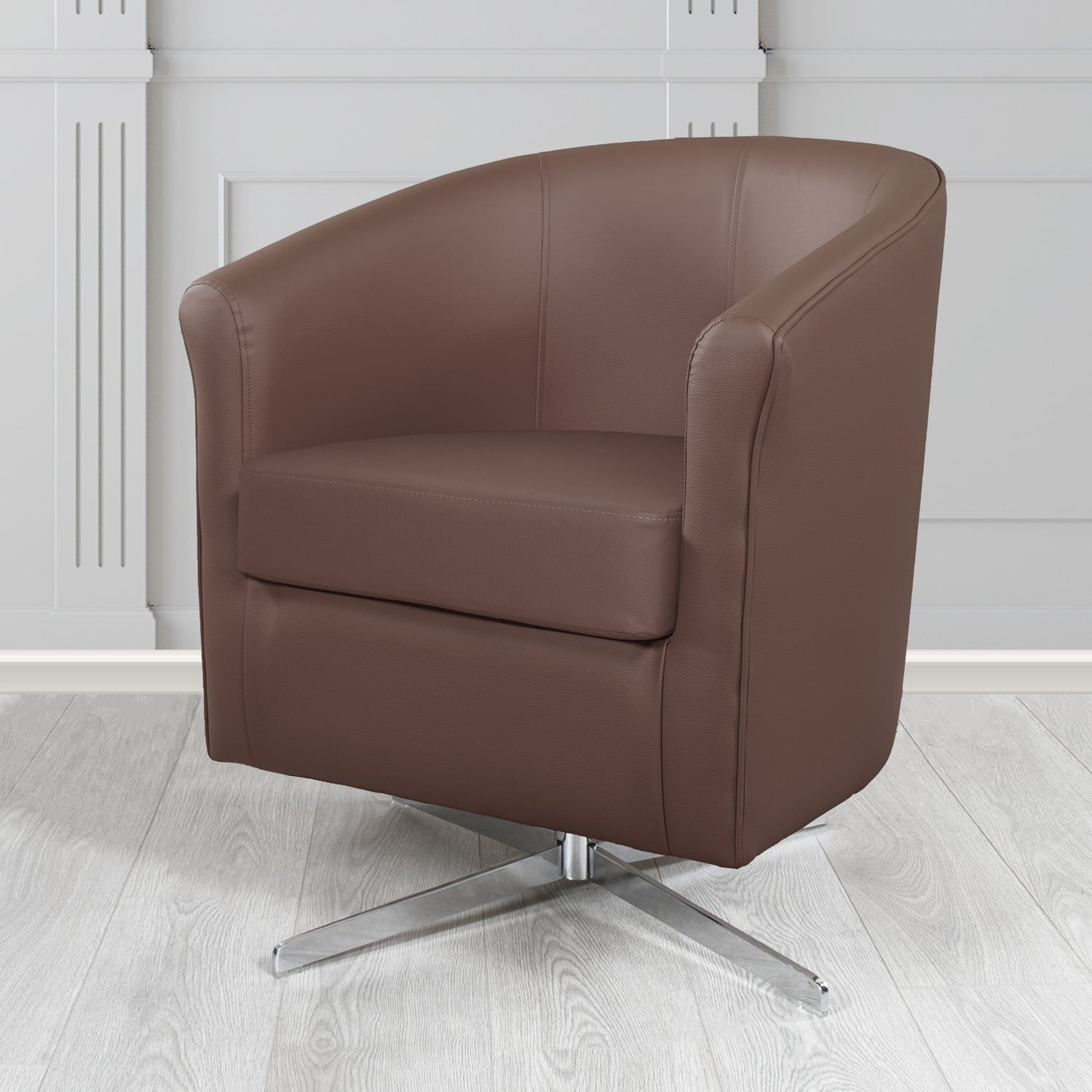 Cannes Swivel Tub Chair in Chieftain Fabrics Just Colour Crib 5 Faux Leather