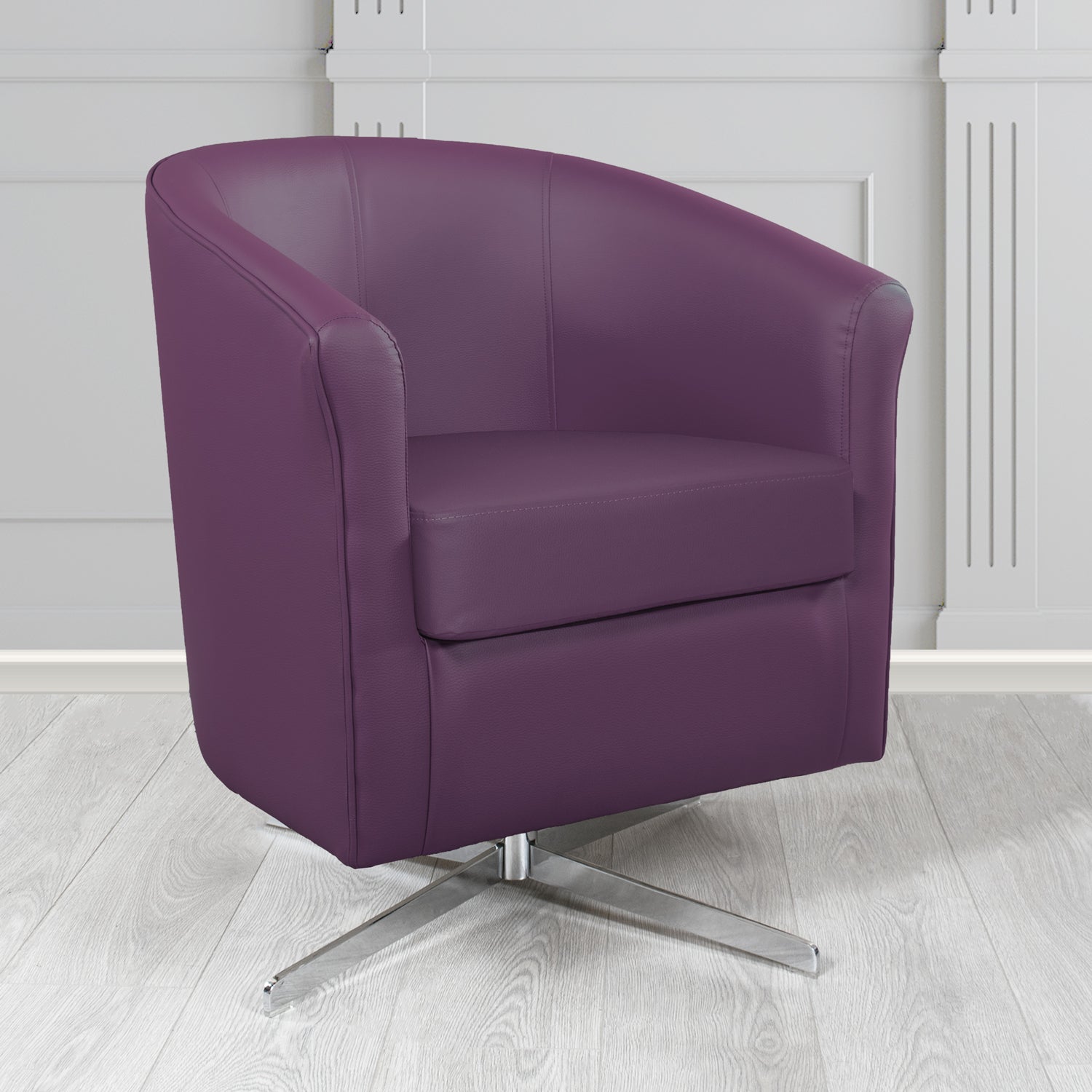 Cannes Swivel Tub Chair in Chieftain Fabrics Just Colour Crib 5 Faux Leather