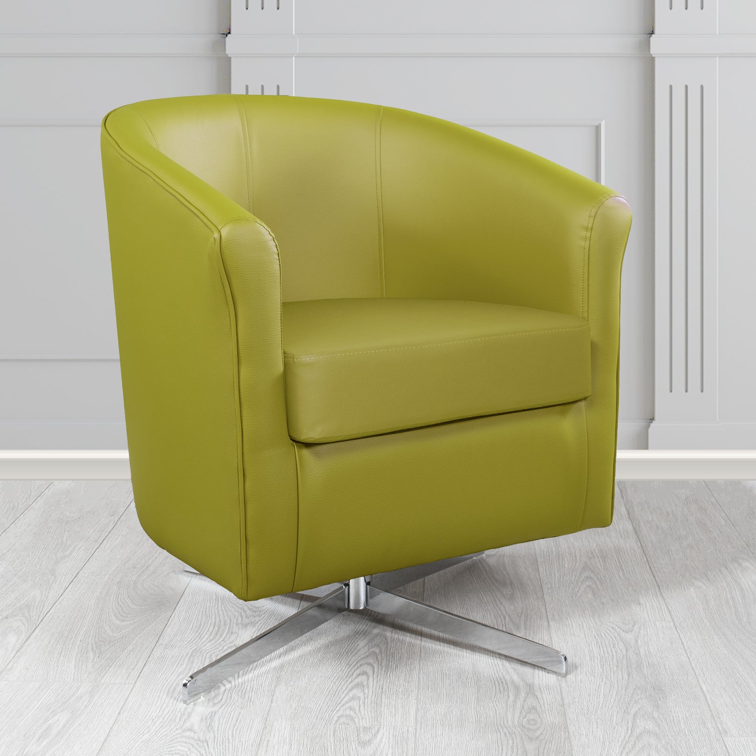 Cannes Swivel Tub Chair in Chieftain Fabrics Just Colour Crib 5 Faux Leather