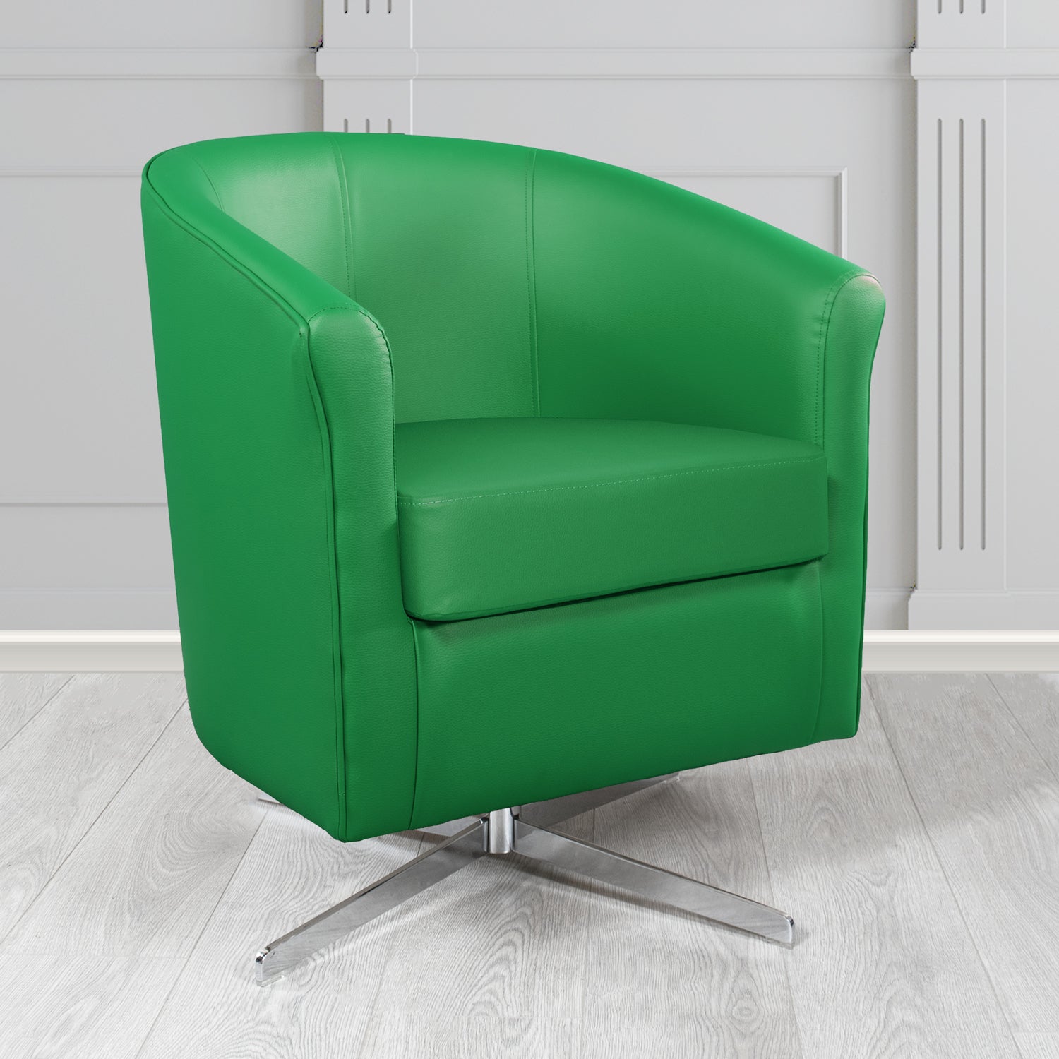 Cannes Swivel Tub Chair in Chieftain Fabrics Just Colour Crib 5 Faux Leather