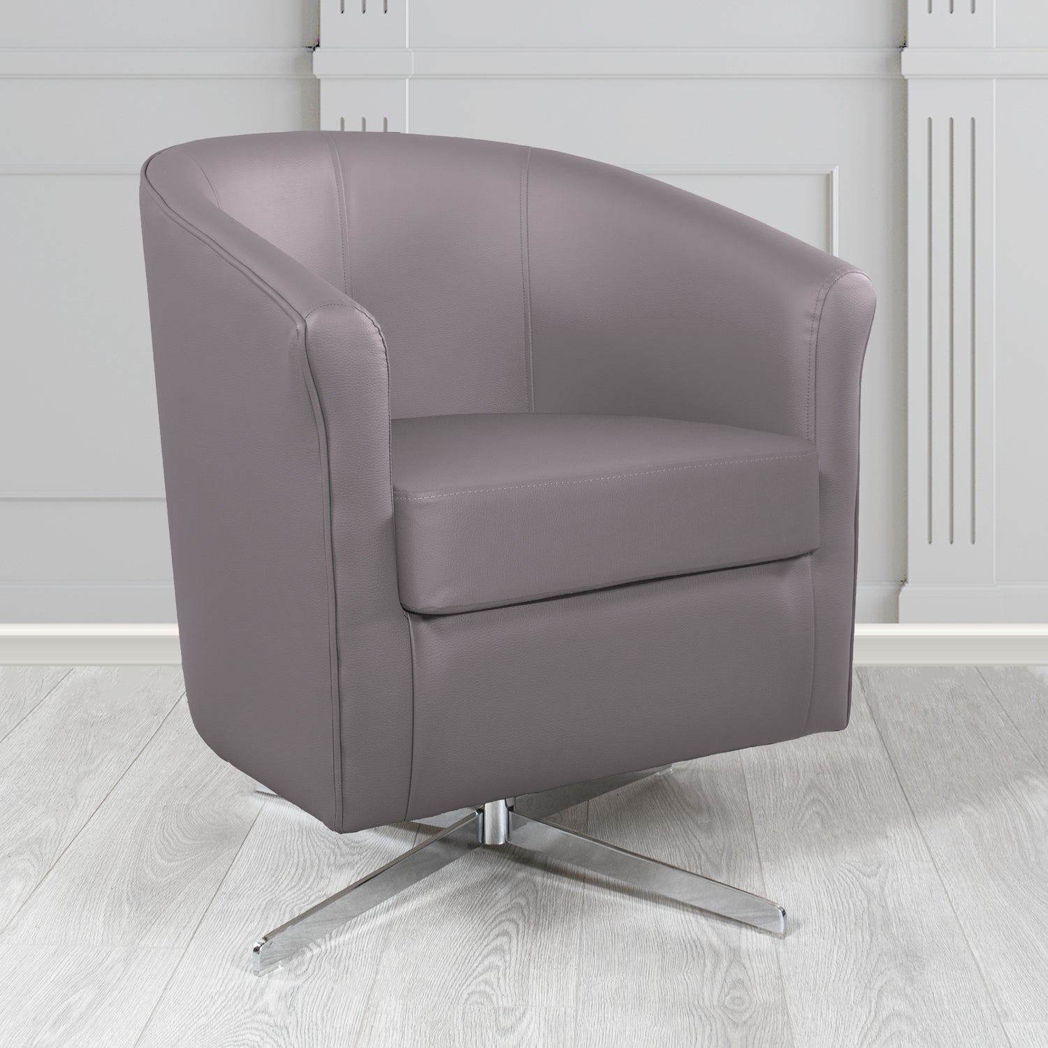 Cannes Swivel Tub Chair in Chieftain Fabrics Just Colour Crib 5 Faux Leather