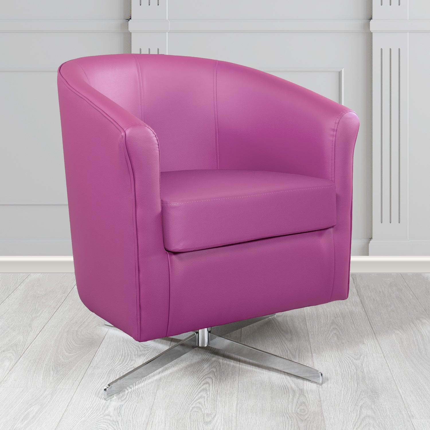 Cannes Swivel Tub Chair in Chieftain Fabrics Just Colour Crib 5 Faux Leather