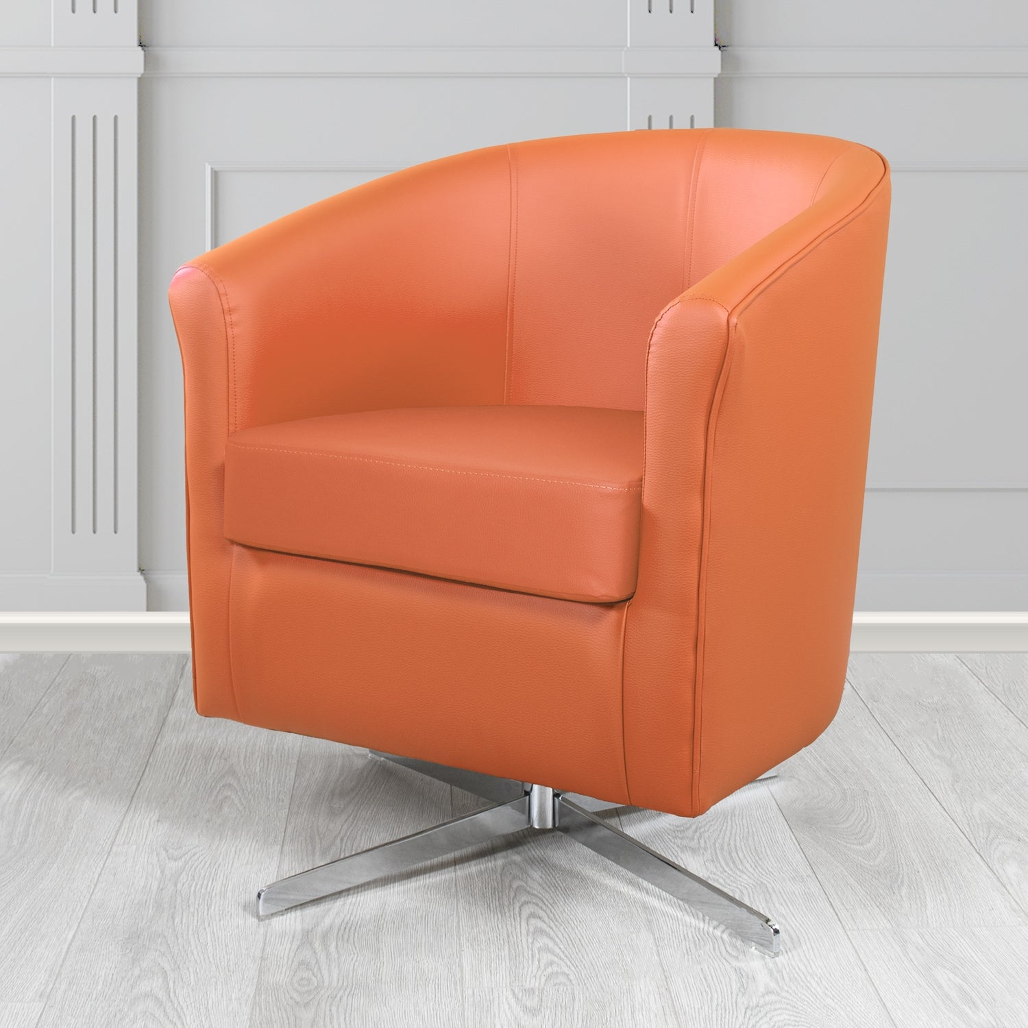 Cannes Swivel Tub Chair in Chieftain Fabrics Just Colour Crib 5 Faux Leather