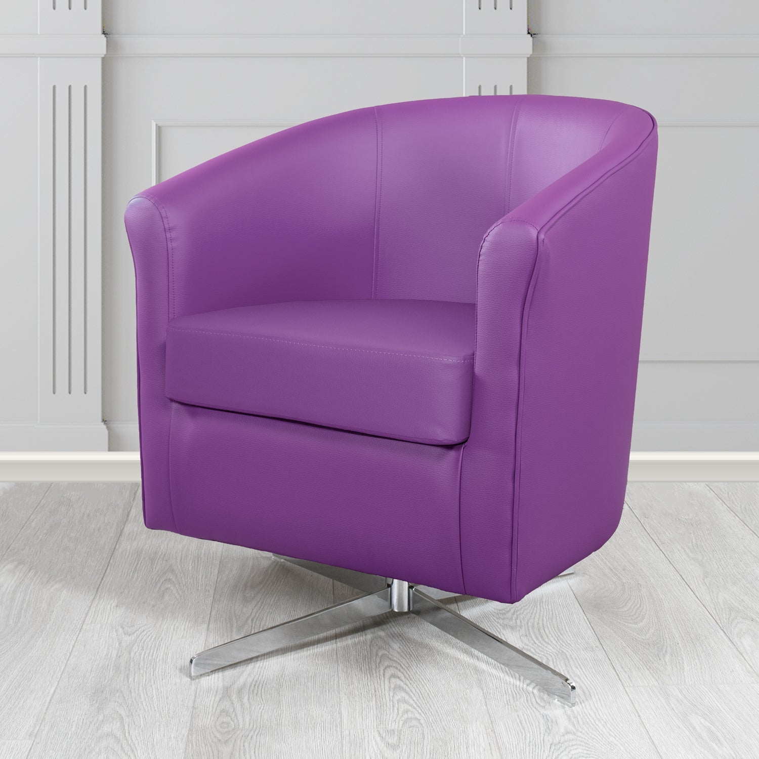 Cannes Swivel Tub Chair in Chieftain Fabrics Just Colour Crib 5 Faux Leather