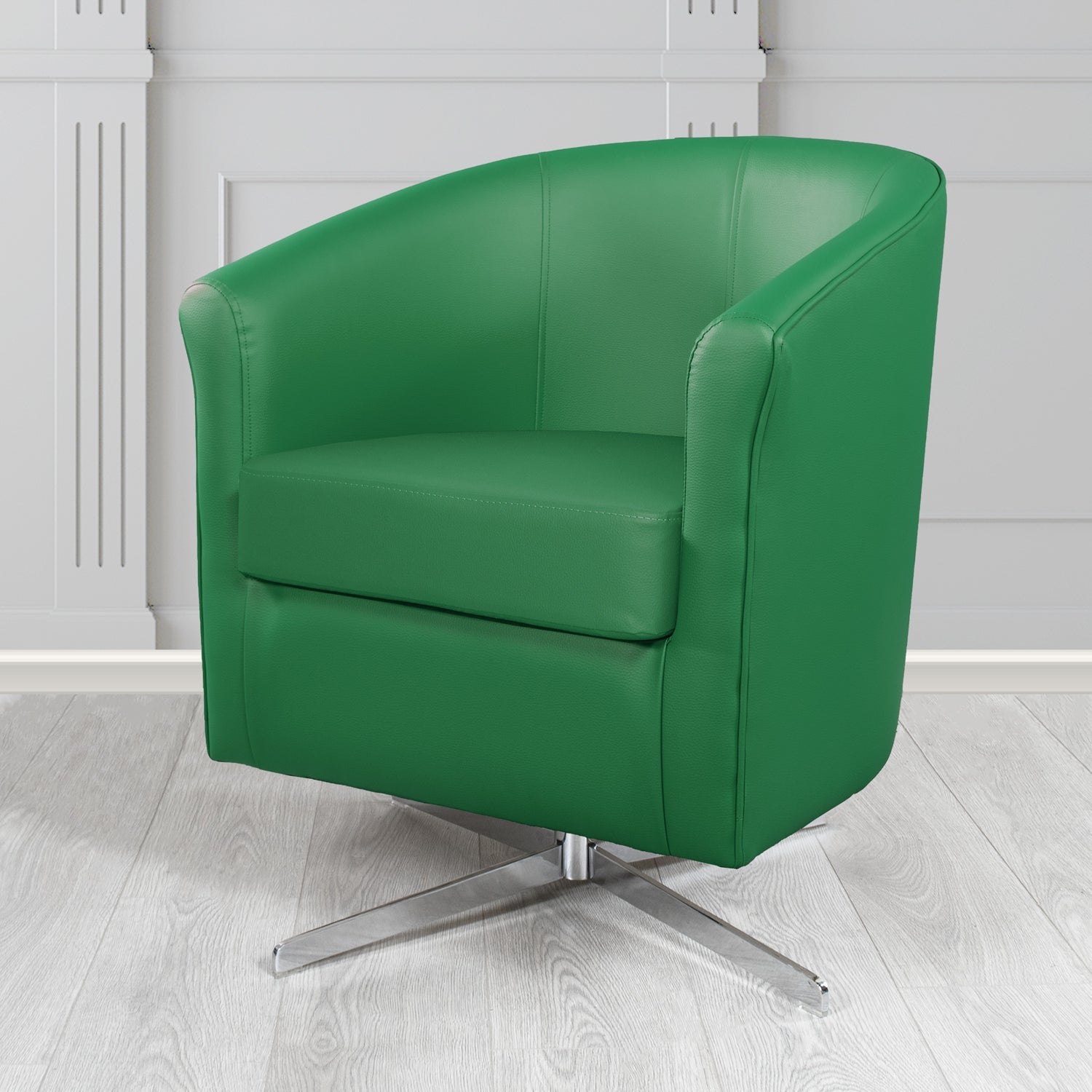 Cannes Swivel Tub Chair in Chieftain Fabrics Just Colour Crib 5 Faux Leather