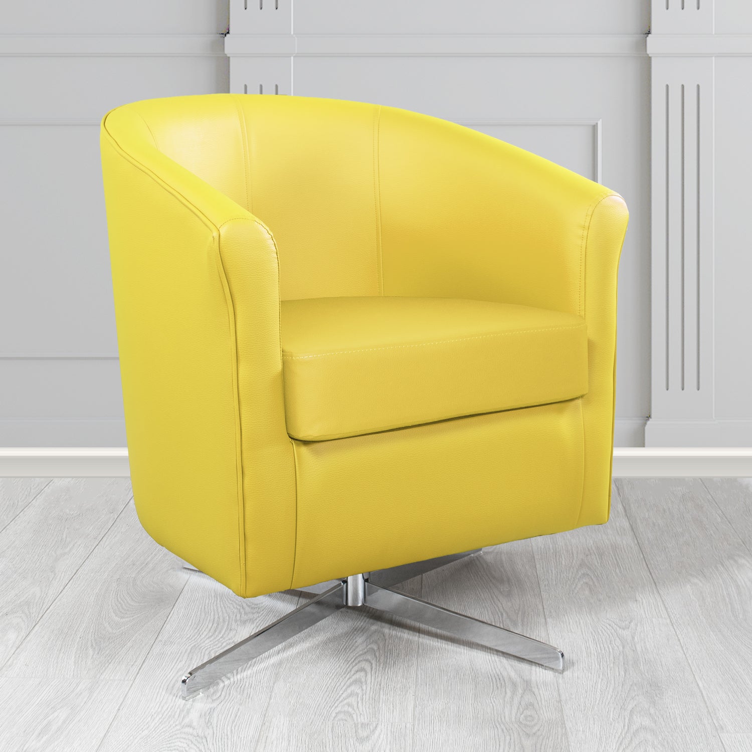 Cannes Swivel Tub Chair in Chieftain Fabrics Just Colour Crib 5 Faux Leather