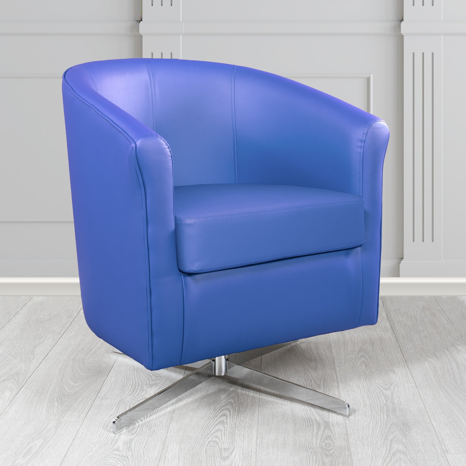 Cannes Swivel Tub Chair in Chieftain Fabrics Just Colour Crib 5 Faux Leather
